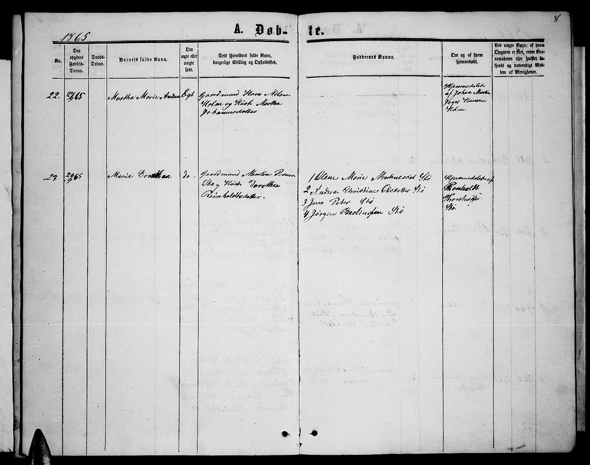 Ministerialprotokoller, klokkerbøker og fødselsregistre - Nordland, AV/SAT-A-1459/894/L1358: Parish register (copy) no. 894C01, 1864-1877, p. 8