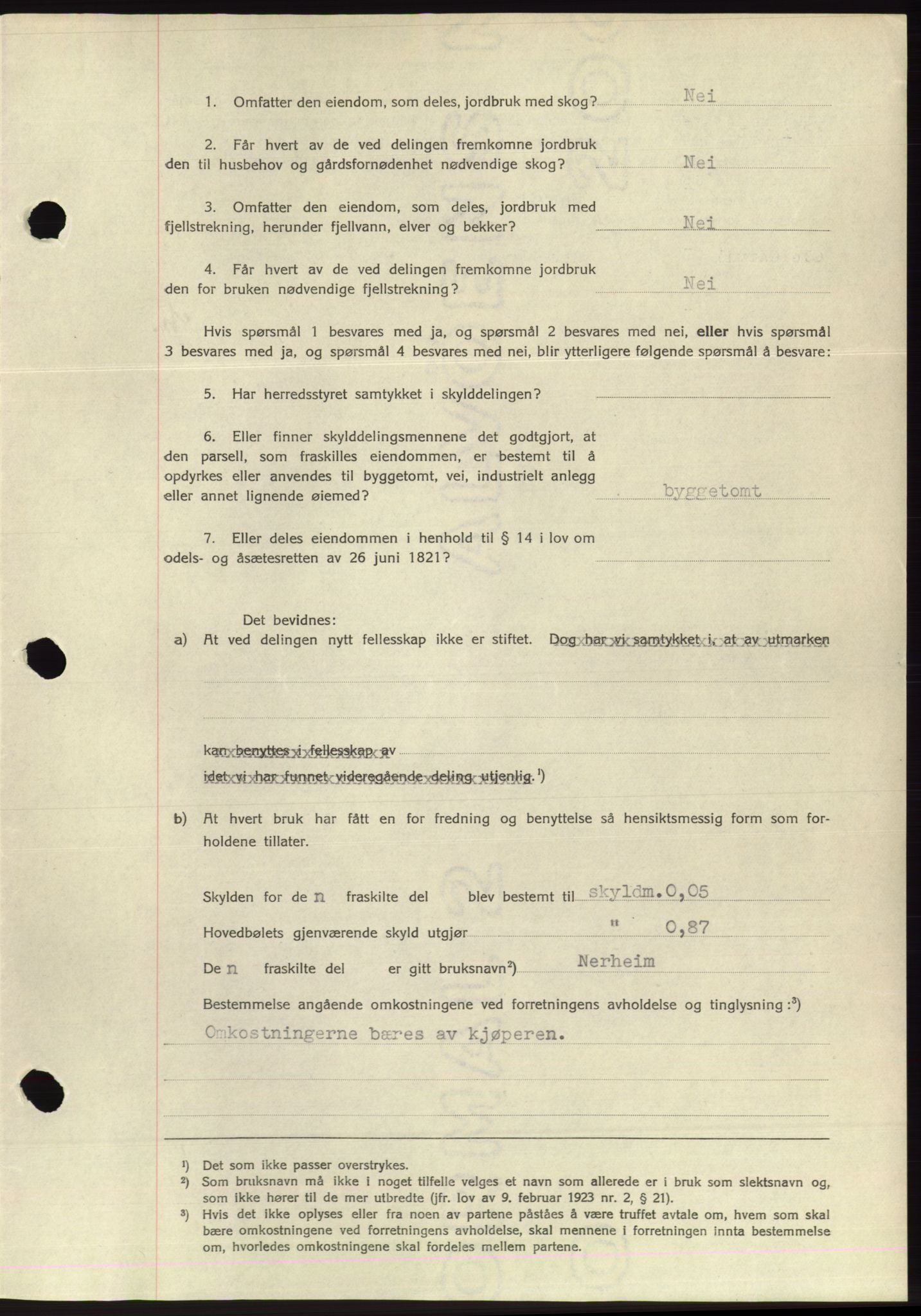 Søre Sunnmøre sorenskriveri, AV/SAT-A-4122/1/2/2C/L0075: Mortgage book no. 1A, 1943-1943, Diary no: : 1051/1943