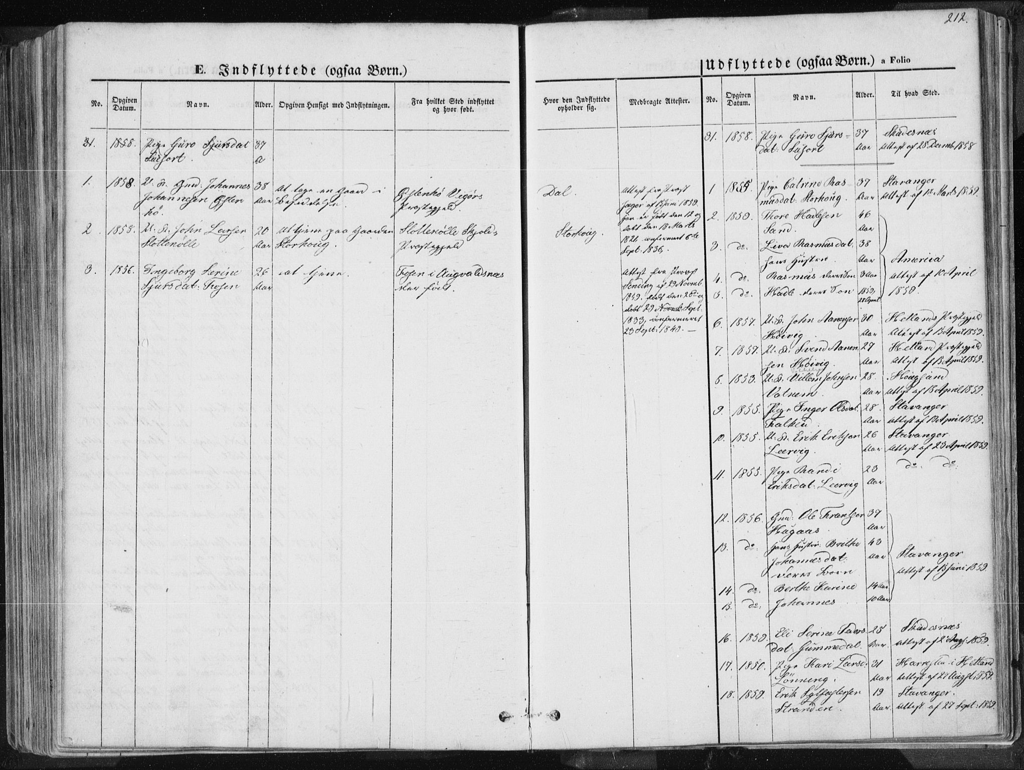 Tysvær sokneprestkontor, SAST/A -101864/H/Ha/Haa/L0003: Parish register (official) no. A 3, 1856-1865, p. 212