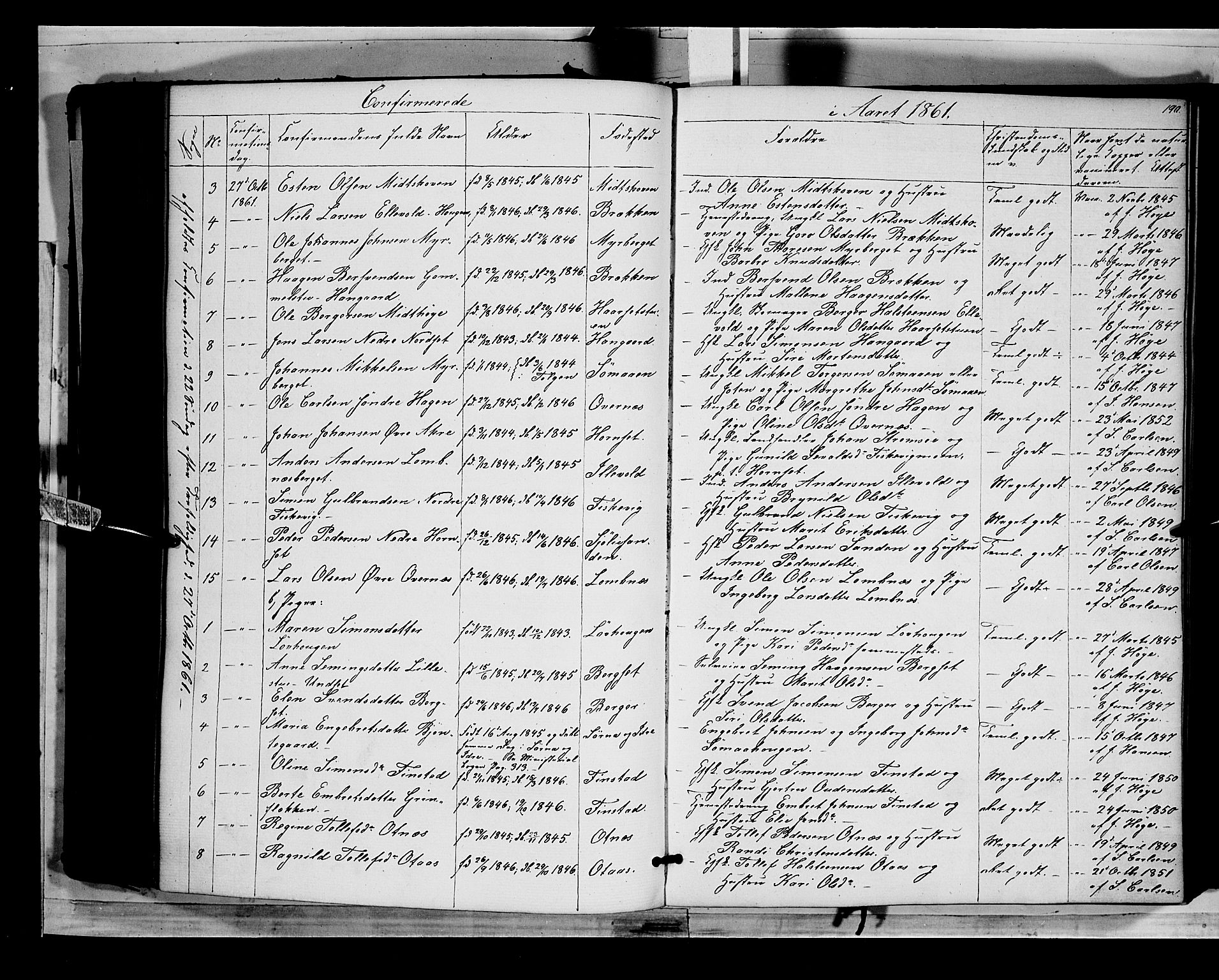 Rendalen prestekontor, SAH/PREST-054/H/Ha/Haa/L0005: Parish register (official) no. 5, 1853-1866, p. 190
