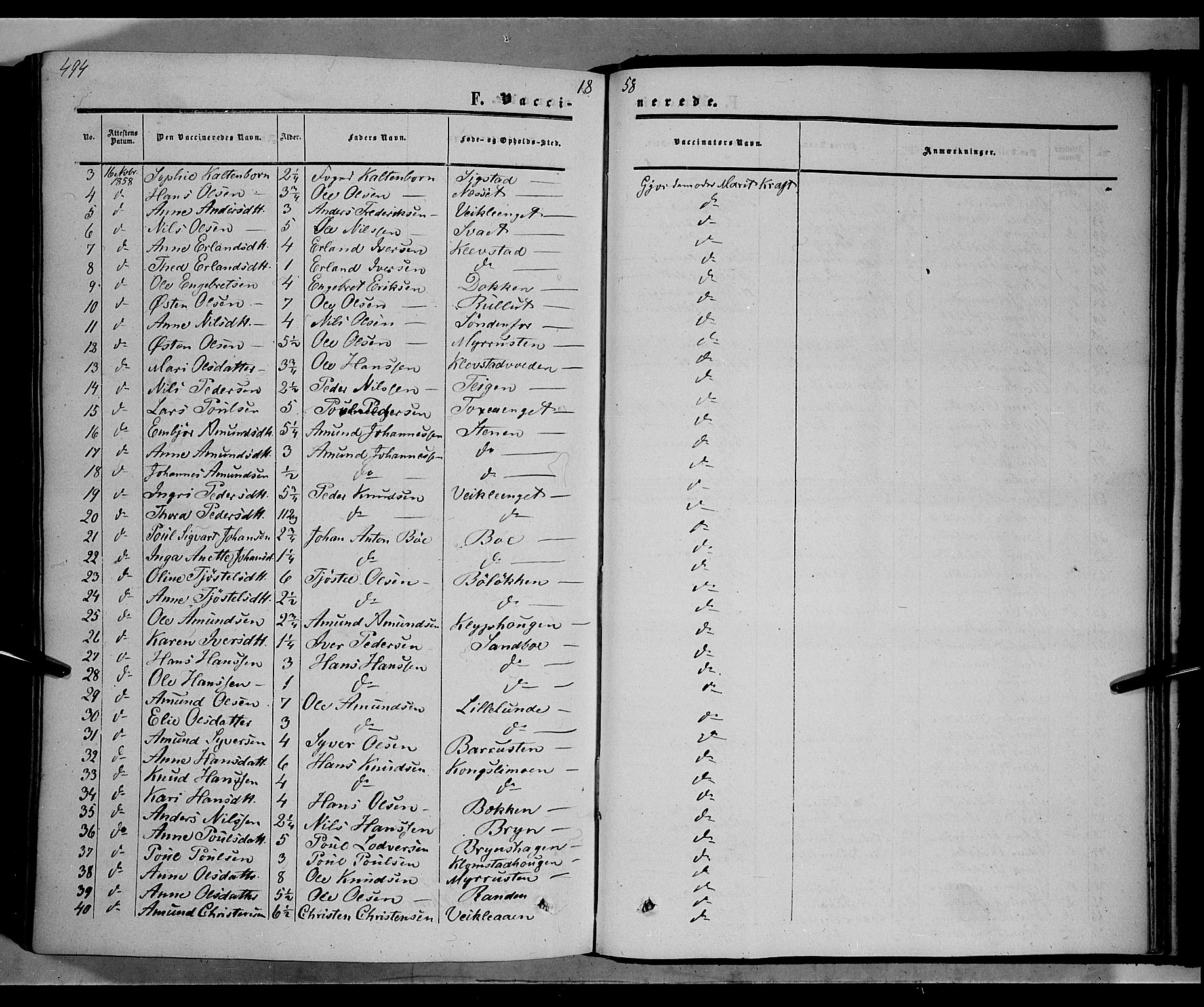 Nord-Fron prestekontor, SAH/PREST-080/H/Ha/Haa/L0001: Parish register (official) no. 1, 1851-1864, p. 494