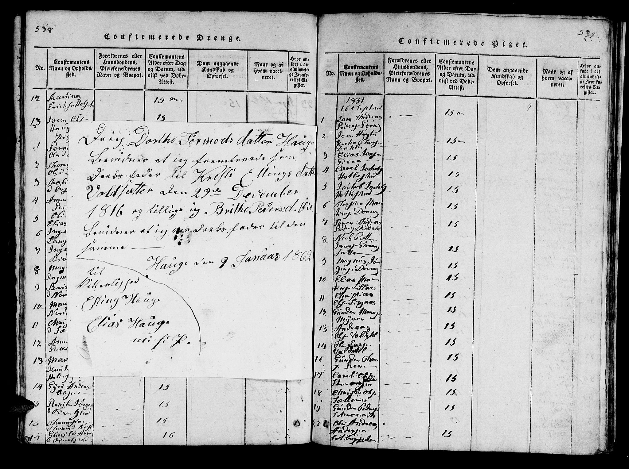 Ministerialprotokoller, klokkerbøker og fødselsregistre - Møre og Romsdal, SAT/A-1454/519/L0246: Parish register (official) no. 519A05, 1817-1834, p. 538-539