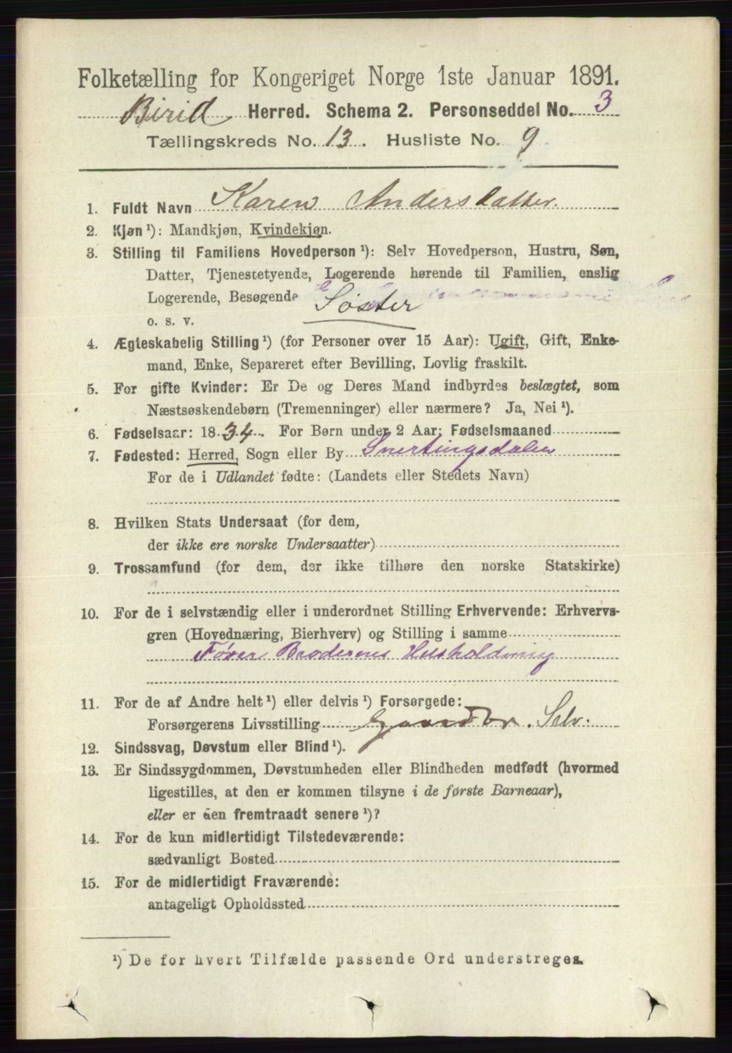RA, 1891 census for 0525 Biri, 1891, p. 5352