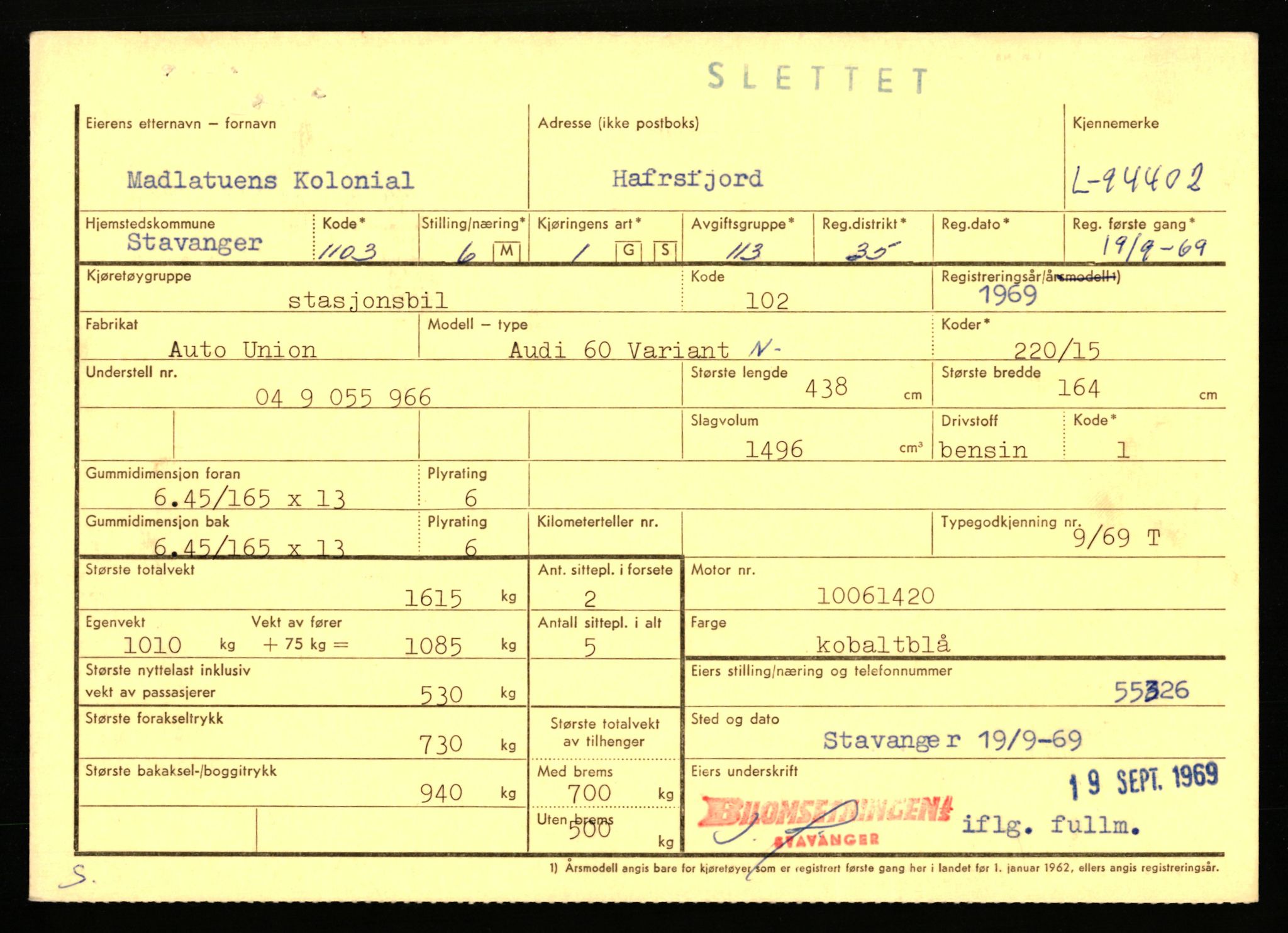 Stavanger trafikkstasjon, AV/SAST-A-101942/0/F/L0076: L-92500 - L-97099, 1930-1971, p. 819