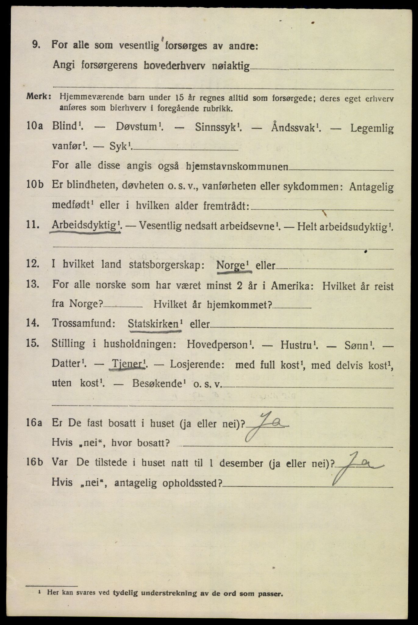 SAK, 1920 census for Åseral, 1920, p. 1181