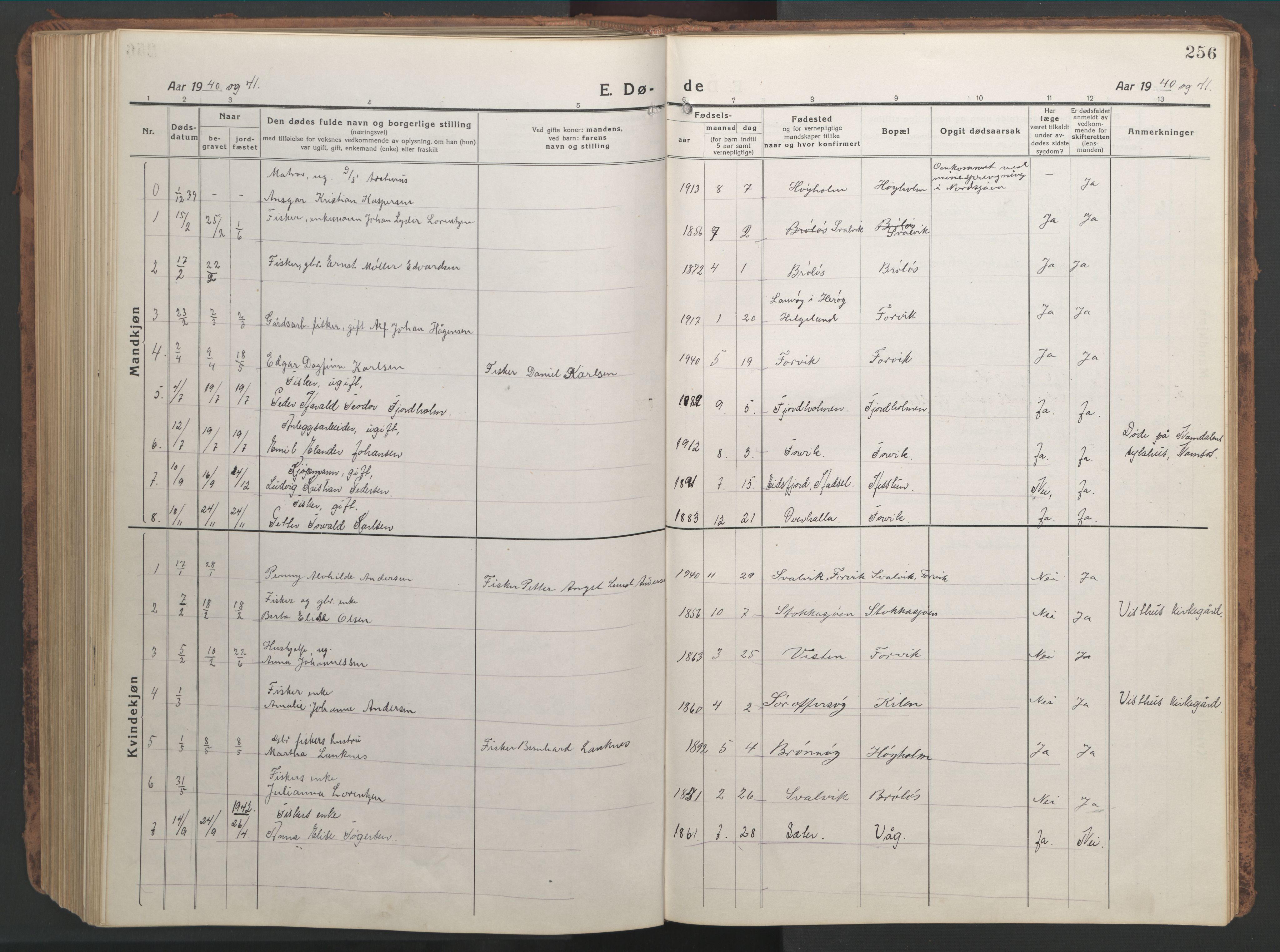 Ministerialprotokoller, klokkerbøker og fødselsregistre - Nordland, AV/SAT-A-1459/819/L0278: Parish register (copy) no. 819C04, 1917-1967, p. 256