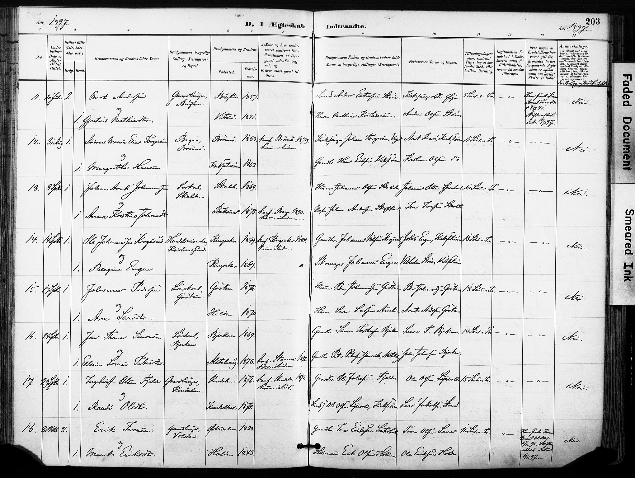 Ministerialprotokoller, klokkerbøker og fødselsregistre - Sør-Trøndelag, SAT/A-1456/630/L0497: Parish register (official) no. 630A10, 1896-1910, p. 203