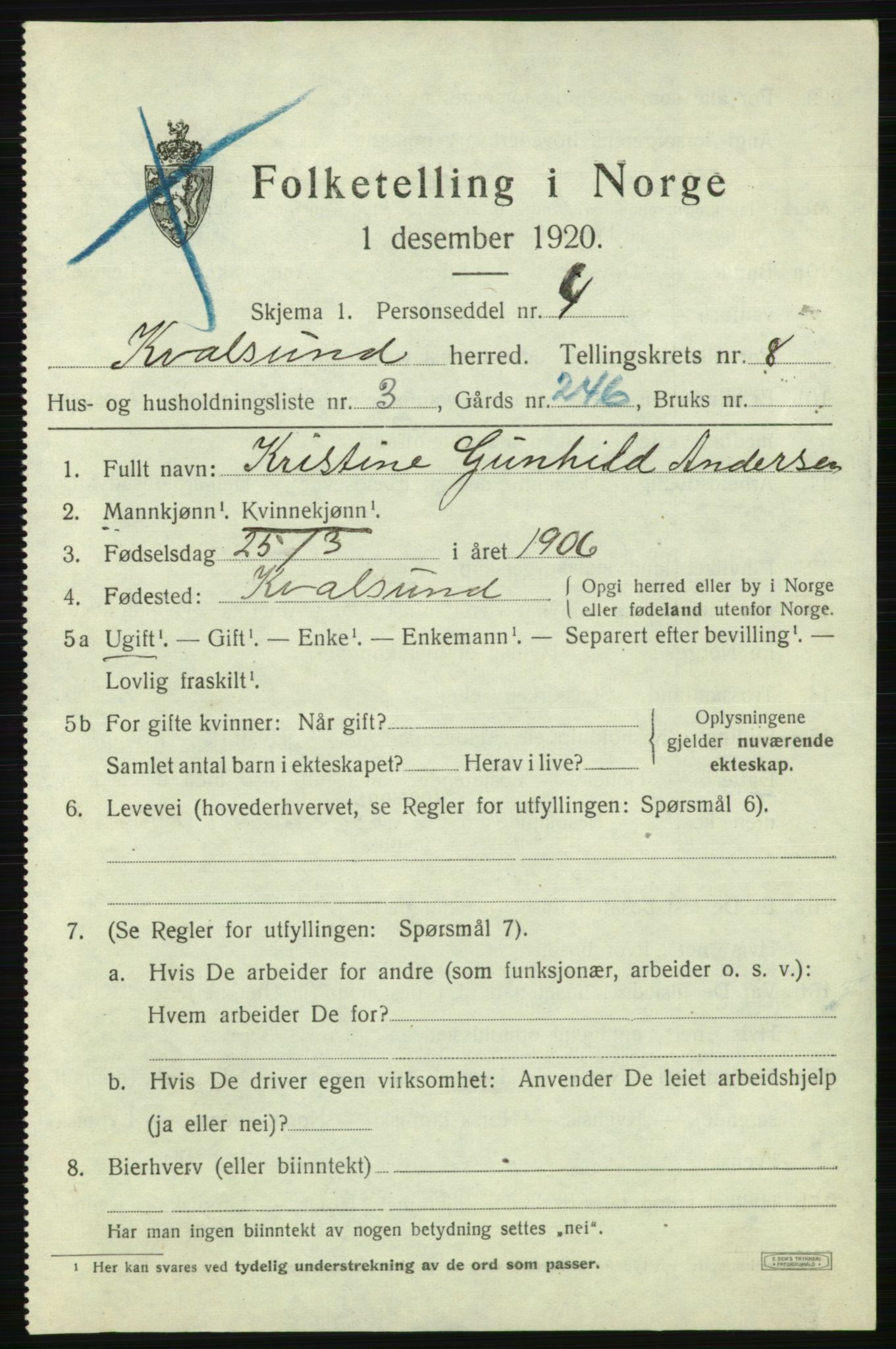SATØ, 1920 census for , 1920, p. 2464
