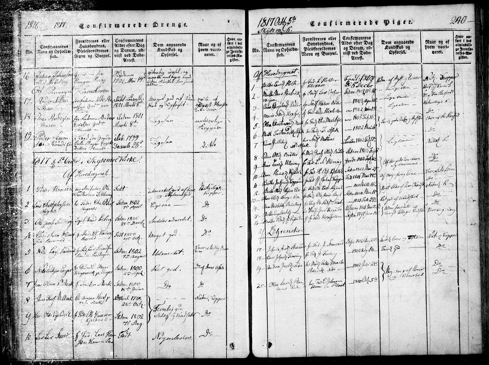 Skedsmo prestekontor Kirkebøker, SAO/A-10033a/F/Fa/L0008: Parish register (official) no. I 8, 1815-1829, p. 240