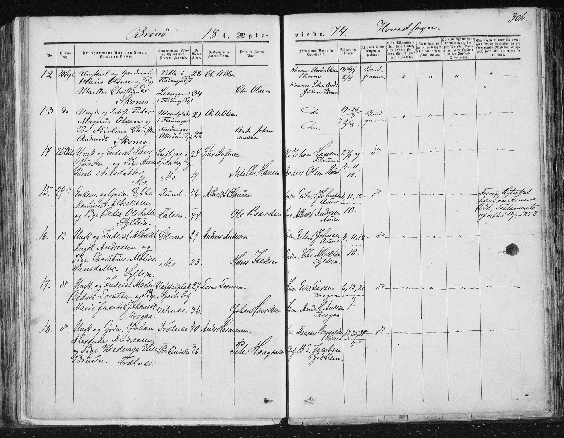 Ministerialprotokoller, klokkerbøker og fødselsregistre - Nordland, SAT/A-1459/813/L0198: Parish register (official) no. 813A08, 1834-1874, p. 306