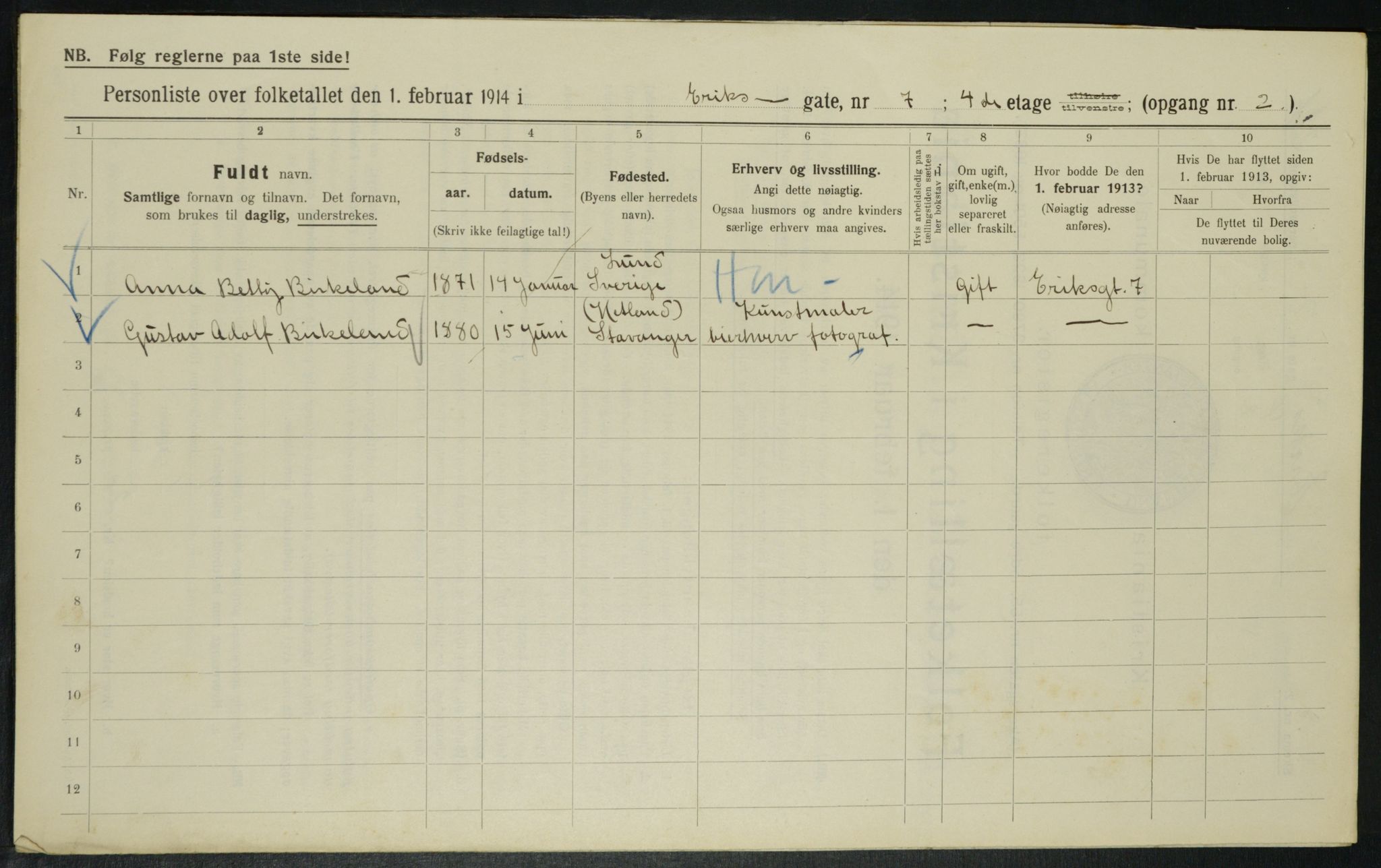 OBA, Municipal Census 1914 for Kristiania, 1914, p. 20280