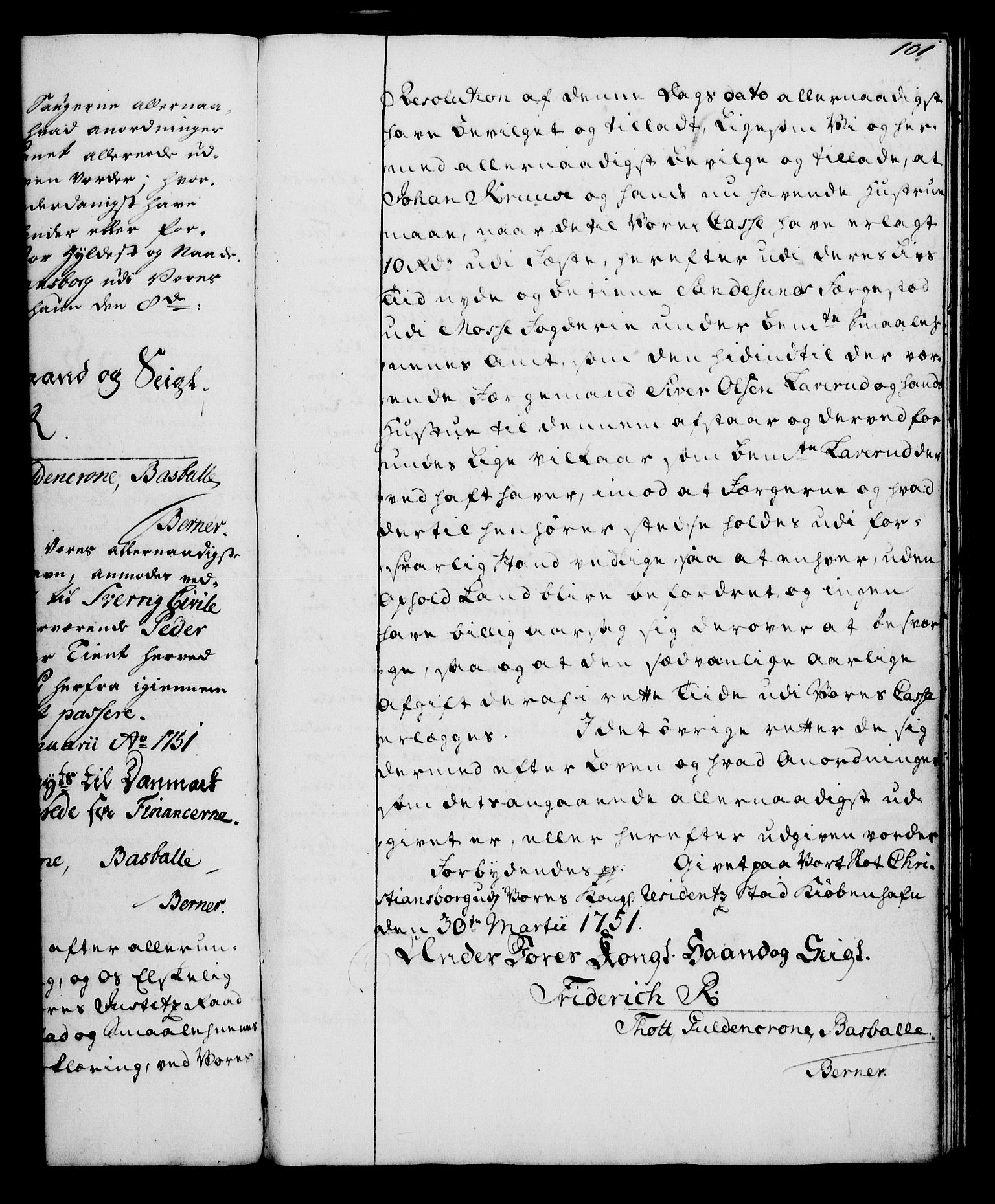 Rentekammeret, Kammerkanselliet, RA/EA-3111/G/Gg/Gga/L0006: Norsk ekspedisjonsprotokoll med register (merket RK 53.6), 1749-1759, p. 101