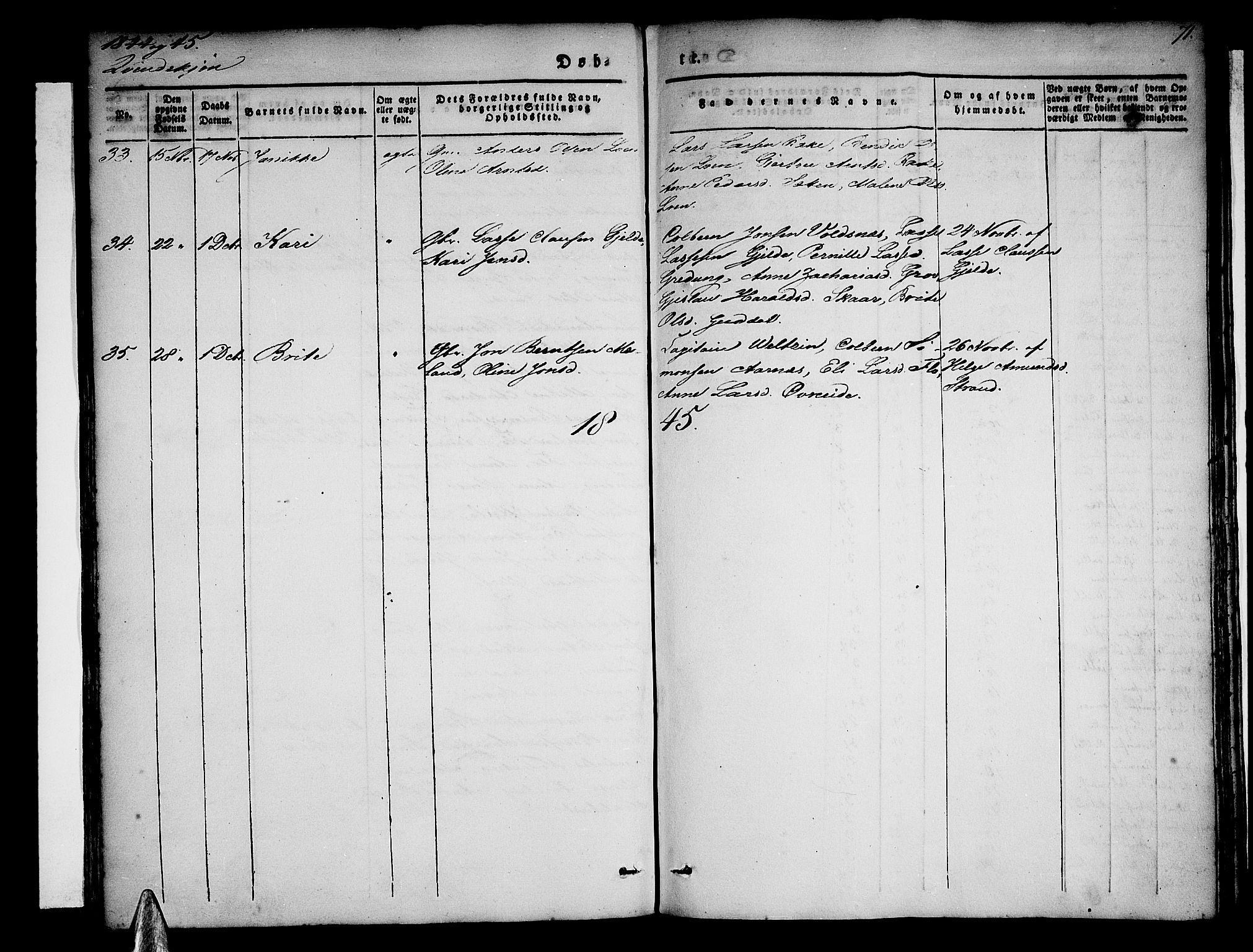 Stryn Sokneprestembete, SAB/A-82501: Parish register (official) no. A 1, 1832-1845, p. 71