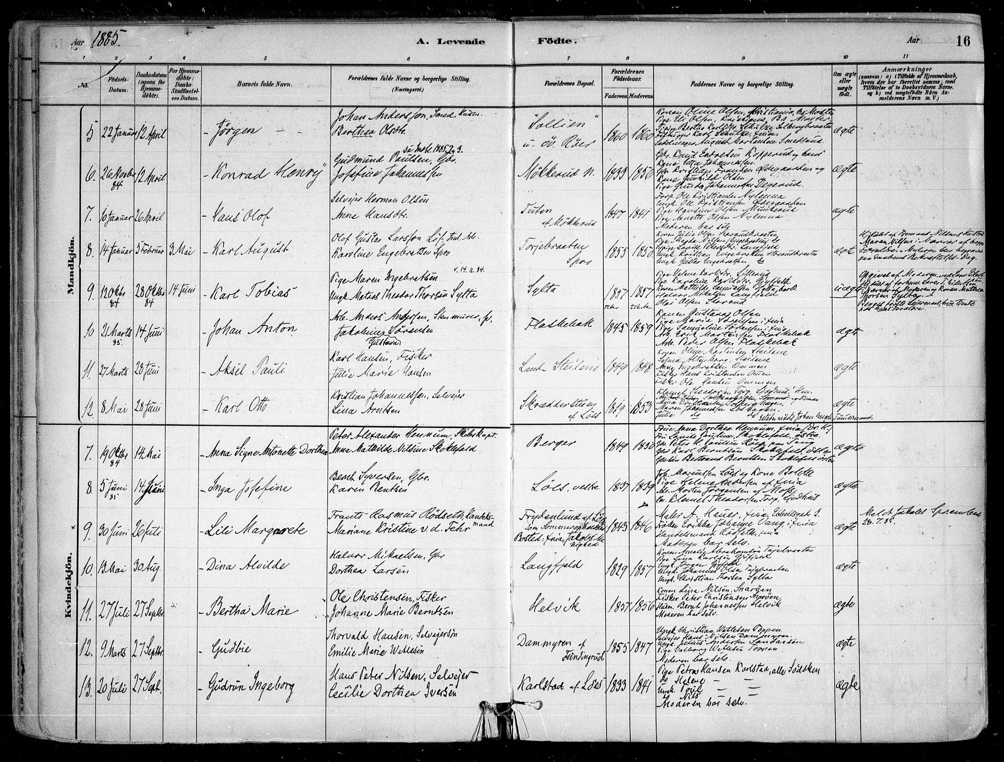 Nesodden prestekontor Kirkebøker, SAO/A-10013/F/Fa/L0009: Parish register (official) no. I 9, 1880-1915, p. 16