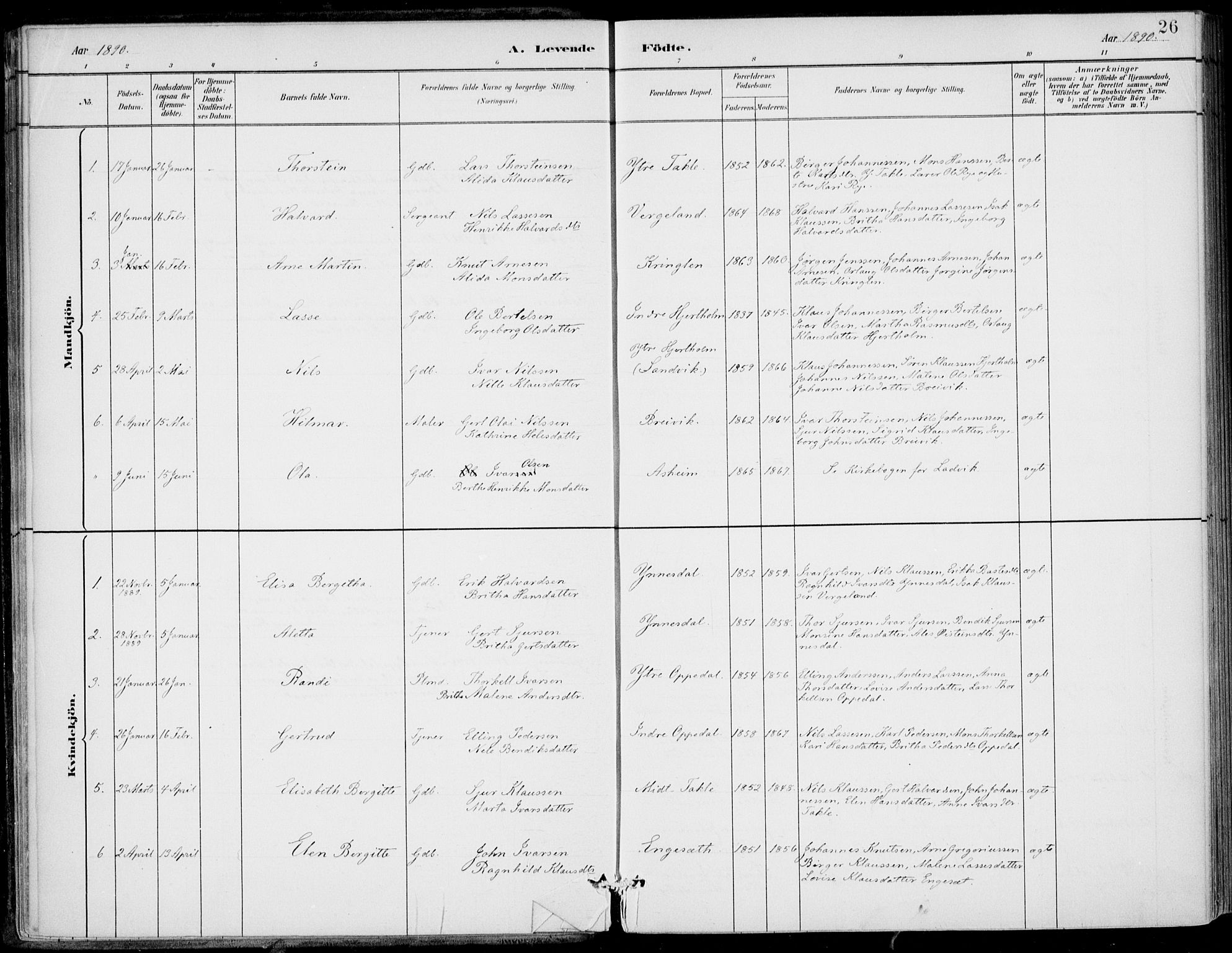 Gulen sokneprestembete, AV/SAB-A-80201/H/Haa/Haac/L0002: Parish register (official) no. C  2, 1882-1914, p. 26