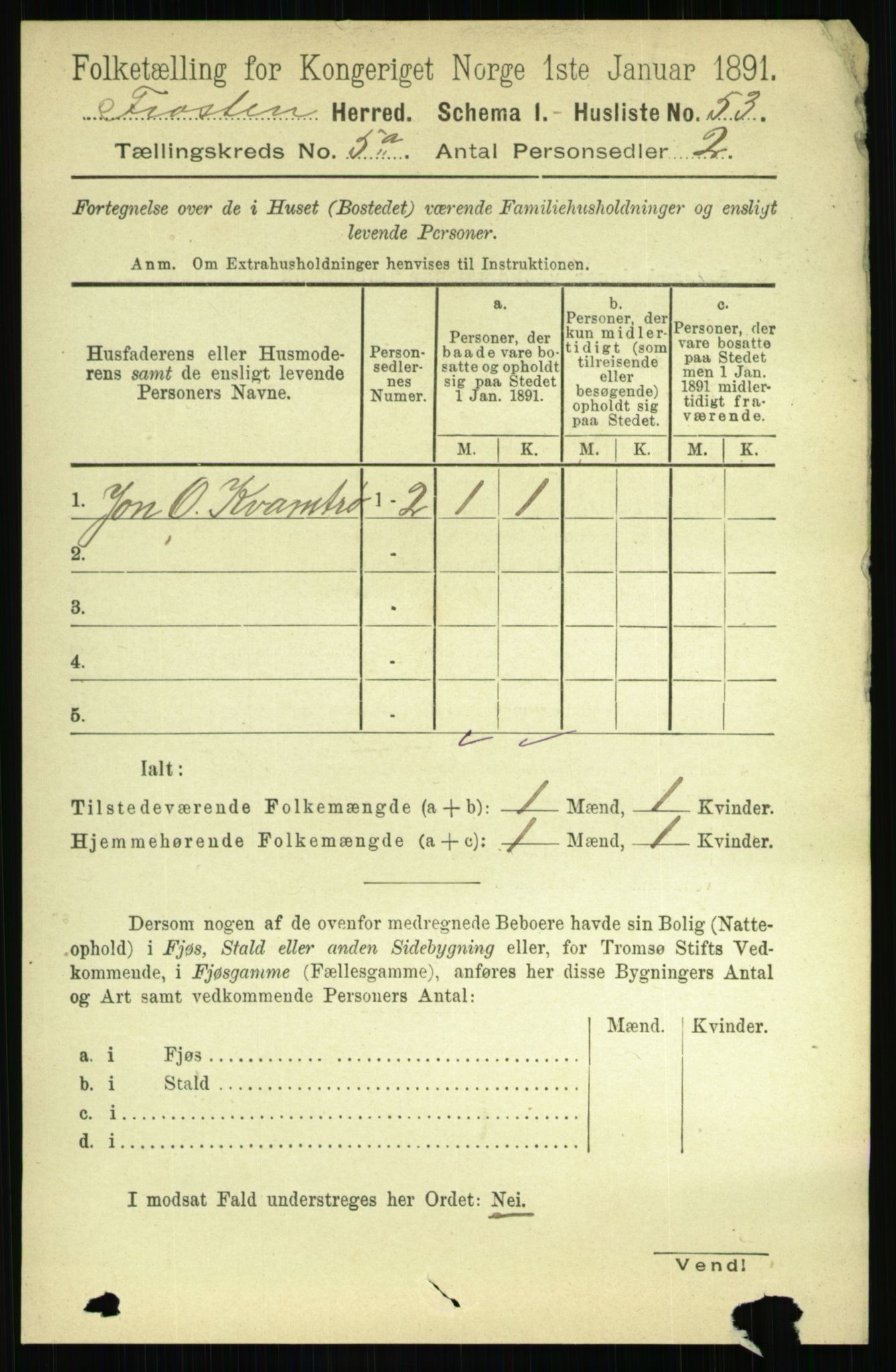 RA, 1891 census for 1717 Frosta, 1891, p. 3296