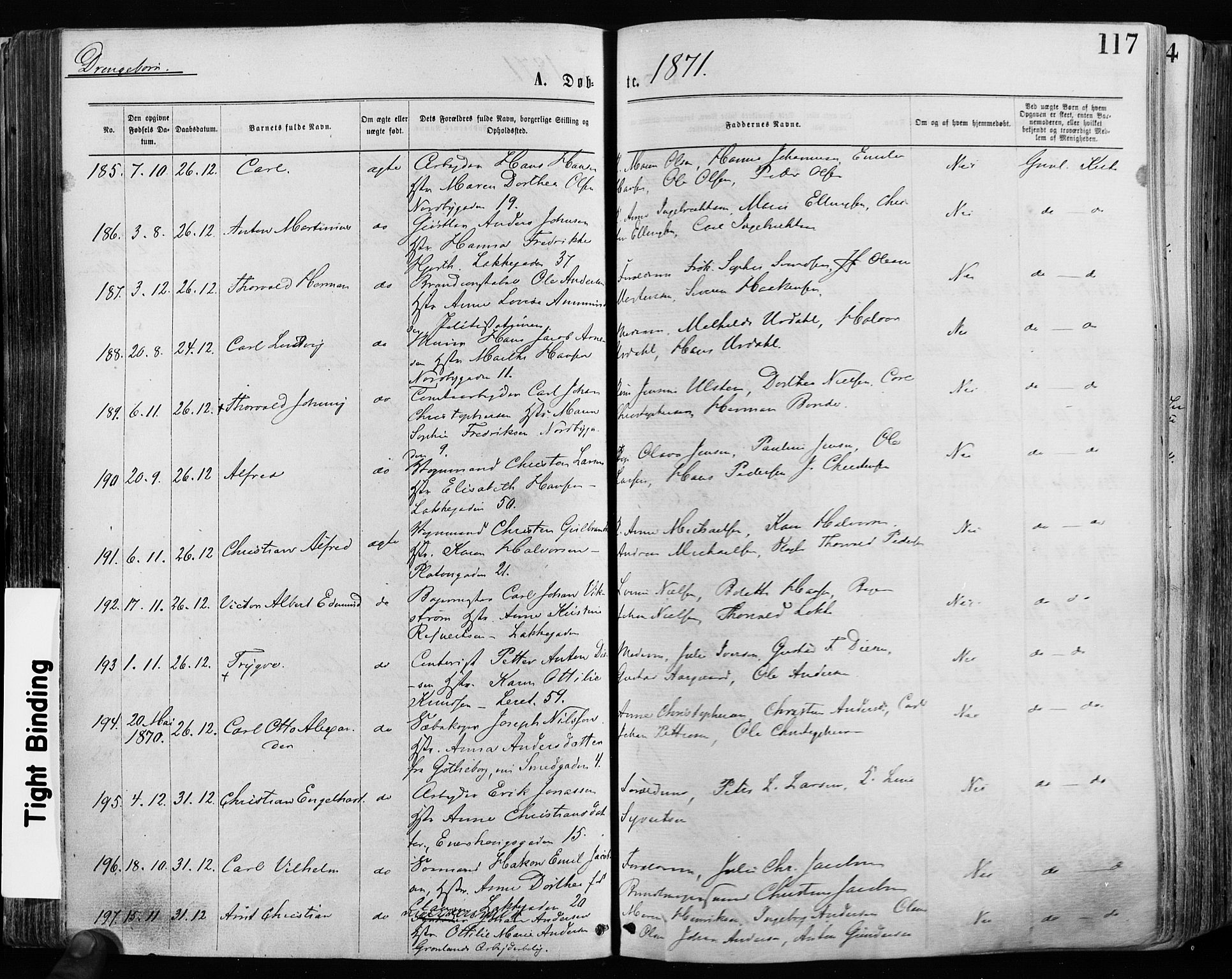 Grønland prestekontor Kirkebøker, AV/SAO-A-10848/F/Fa/L0004: Parish register (official) no. 4, 1869-1880, p. 117