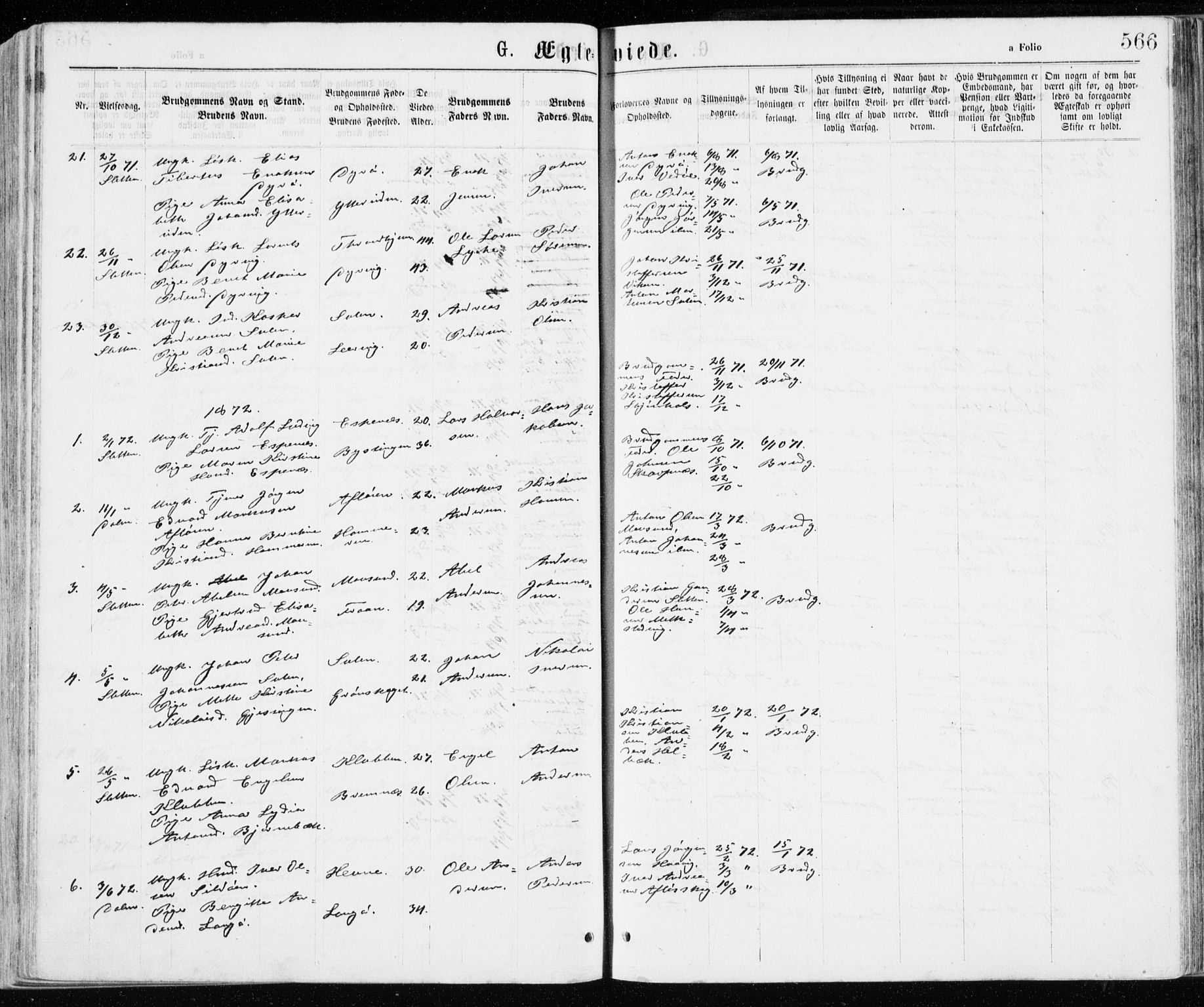 Ministerialprotokoller, klokkerbøker og fødselsregistre - Sør-Trøndelag, SAT/A-1456/640/L0576: Parish register (official) no. 640A01, 1846-1876, p. 566
