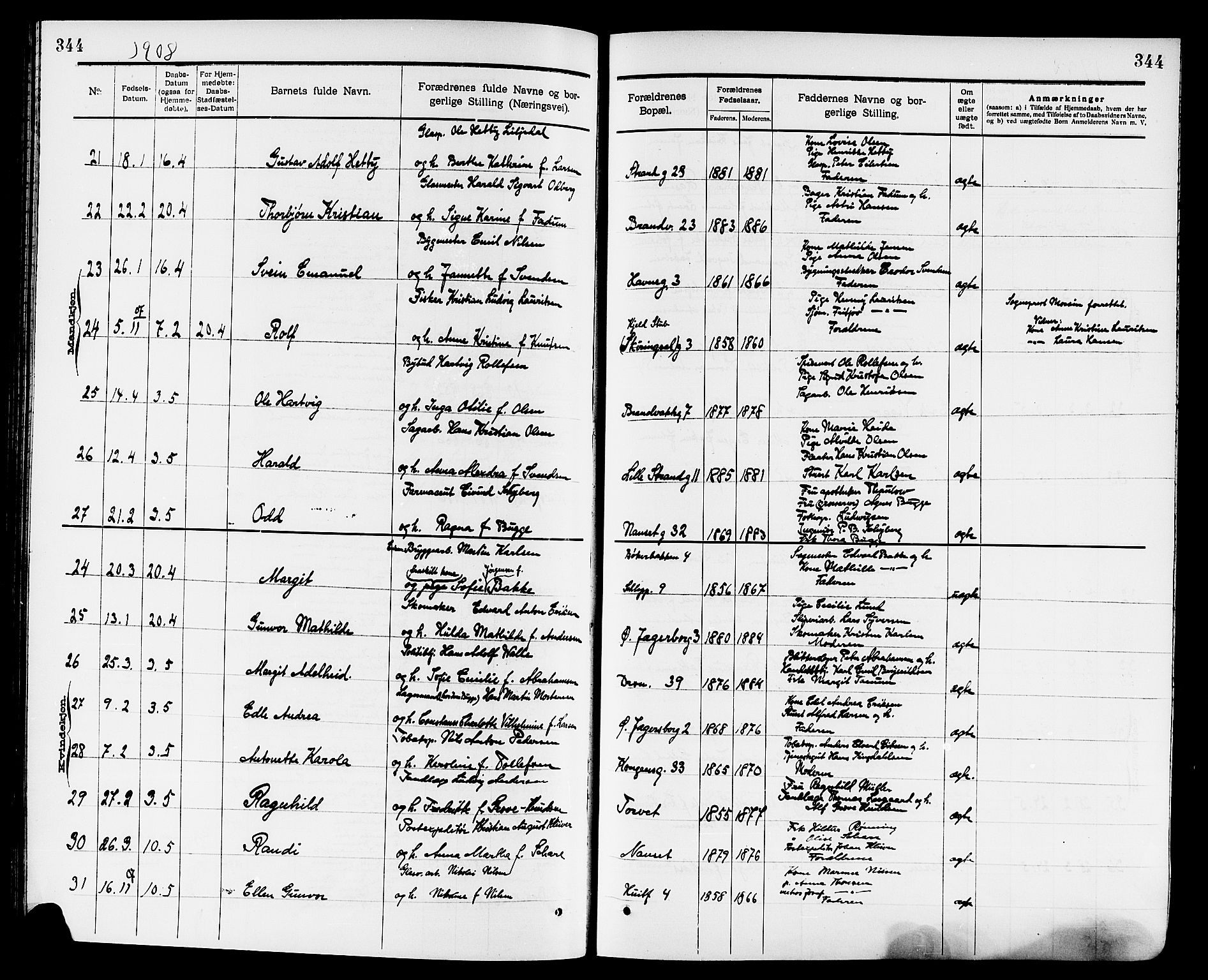 Larvik kirkebøker, SAKO/A-352/G/Ga/L0005: Parish register (copy) no. I 5, 1888-1909, p. 344