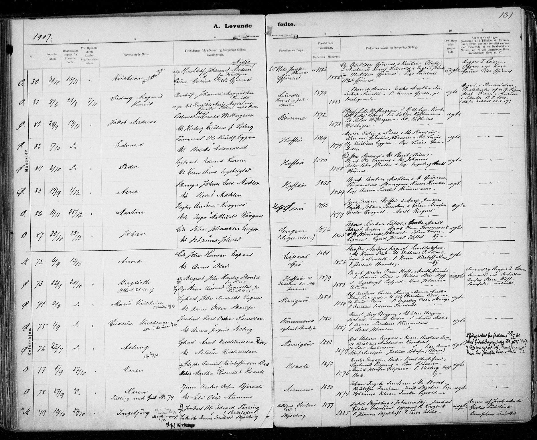 Ministerialprotokoller, klokkerbøker og fødselsregistre - Sør-Trøndelag, AV/SAT-A-1456/668/L0811: Parish register (official) no. 668A11, 1894-1913, p. 131