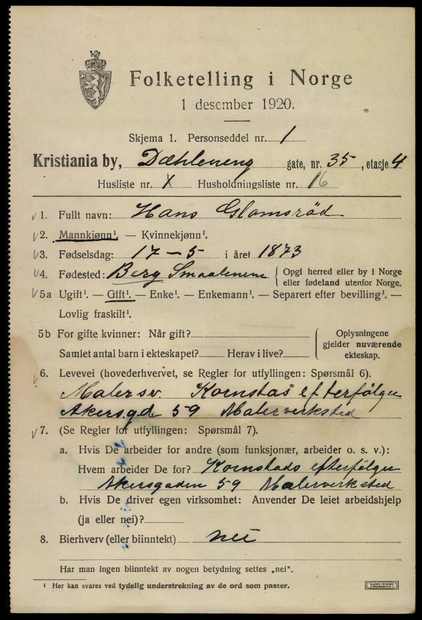 SAO, 1920 census for Kristiania, 1920, p. 206387