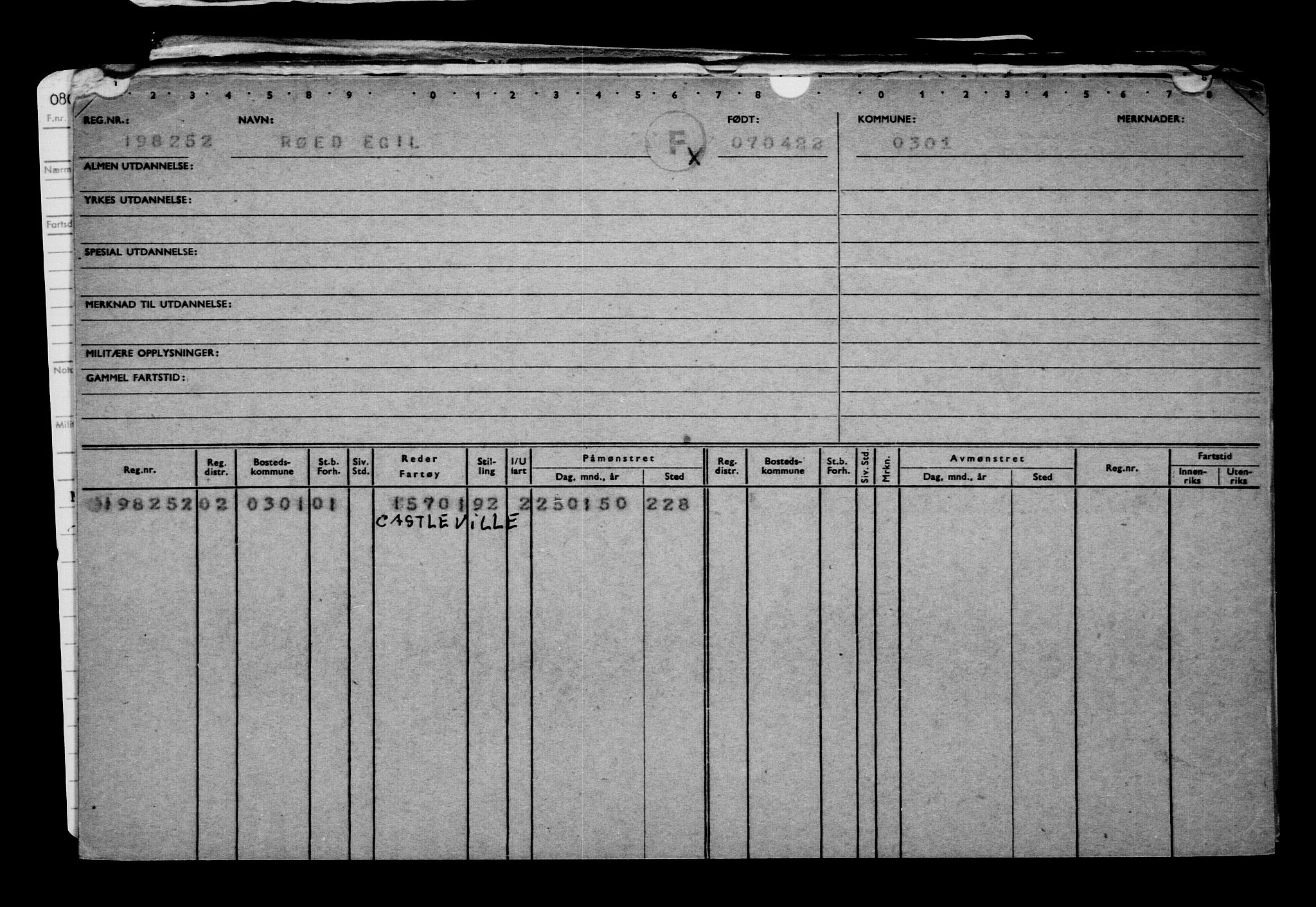 Direktoratet for sjømenn, AV/RA-S-3545/G/Gb/L0205: Hovedkort, 1922, p. 176