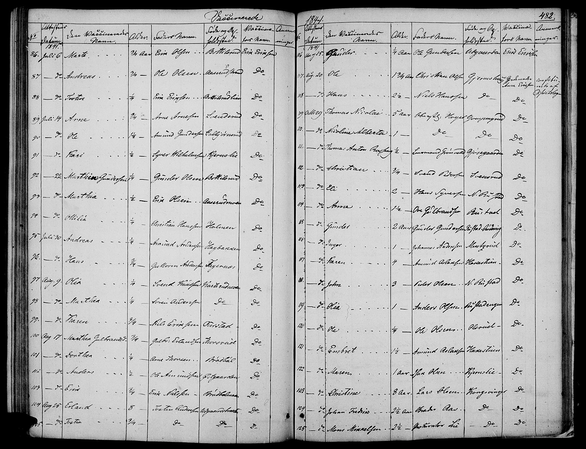 Vinger prestekontor, AV/SAH-PREST-024/H/Ha/Haa/L0008: Parish register (official) no. 8, 1839-1847, p. 482