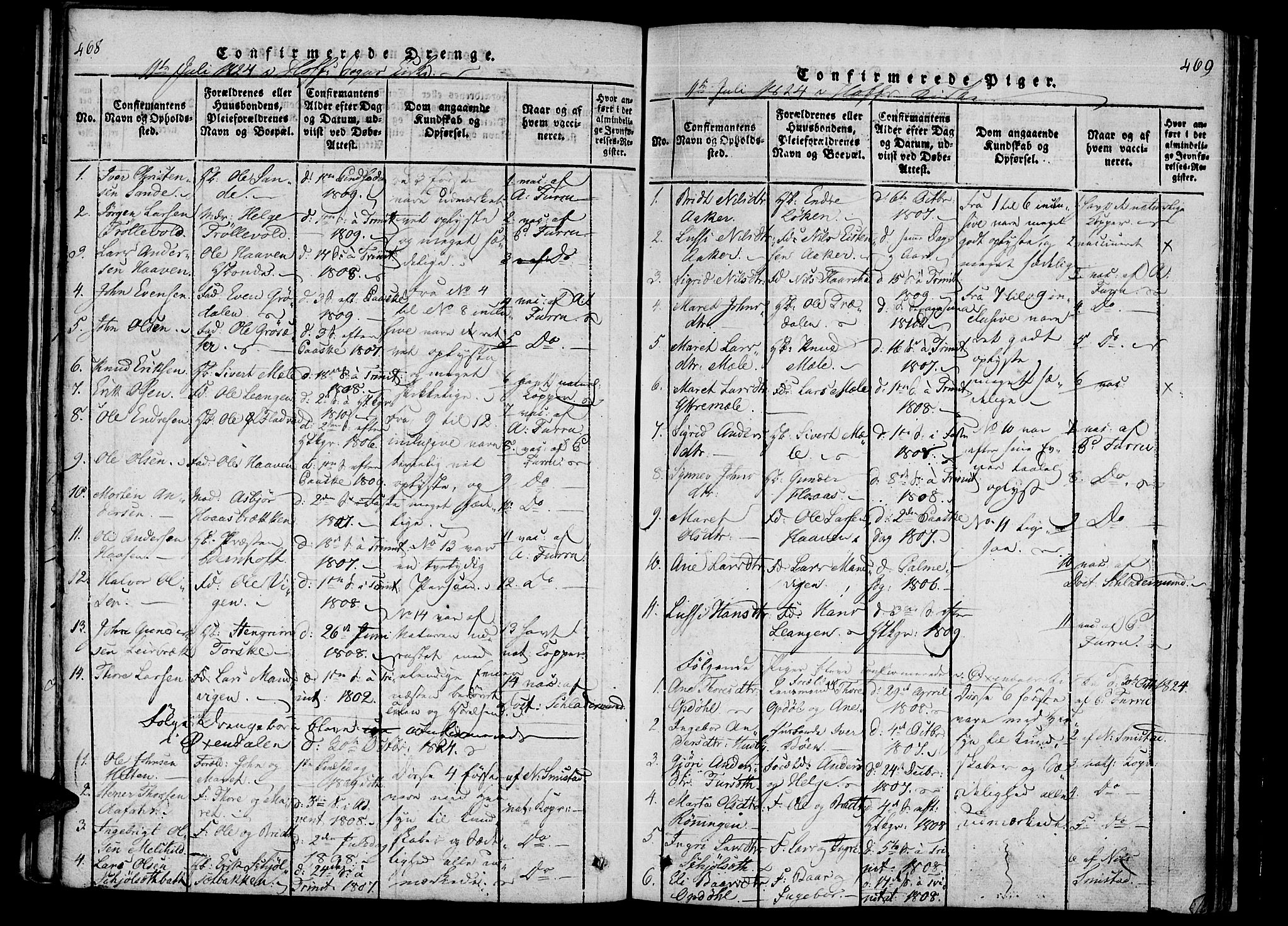 Ministerialprotokoller, klokkerbøker og fødselsregistre - Møre og Romsdal, SAT/A-1454/590/L1009: Parish register (official) no. 590A03 /1, 1819-1832, p. 468-469