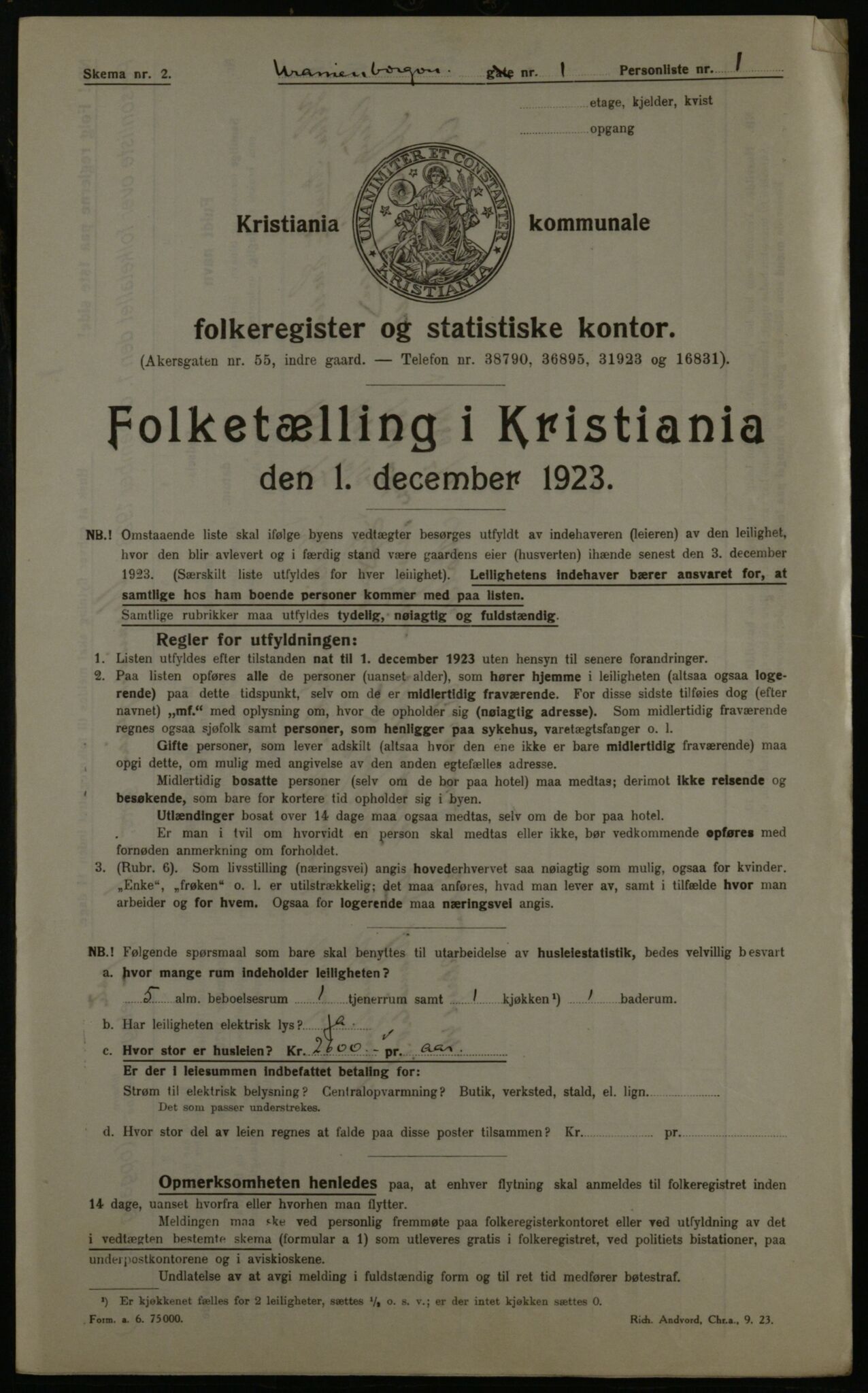 OBA, Municipal Census 1923 for Kristiania, 1923, p. 133044