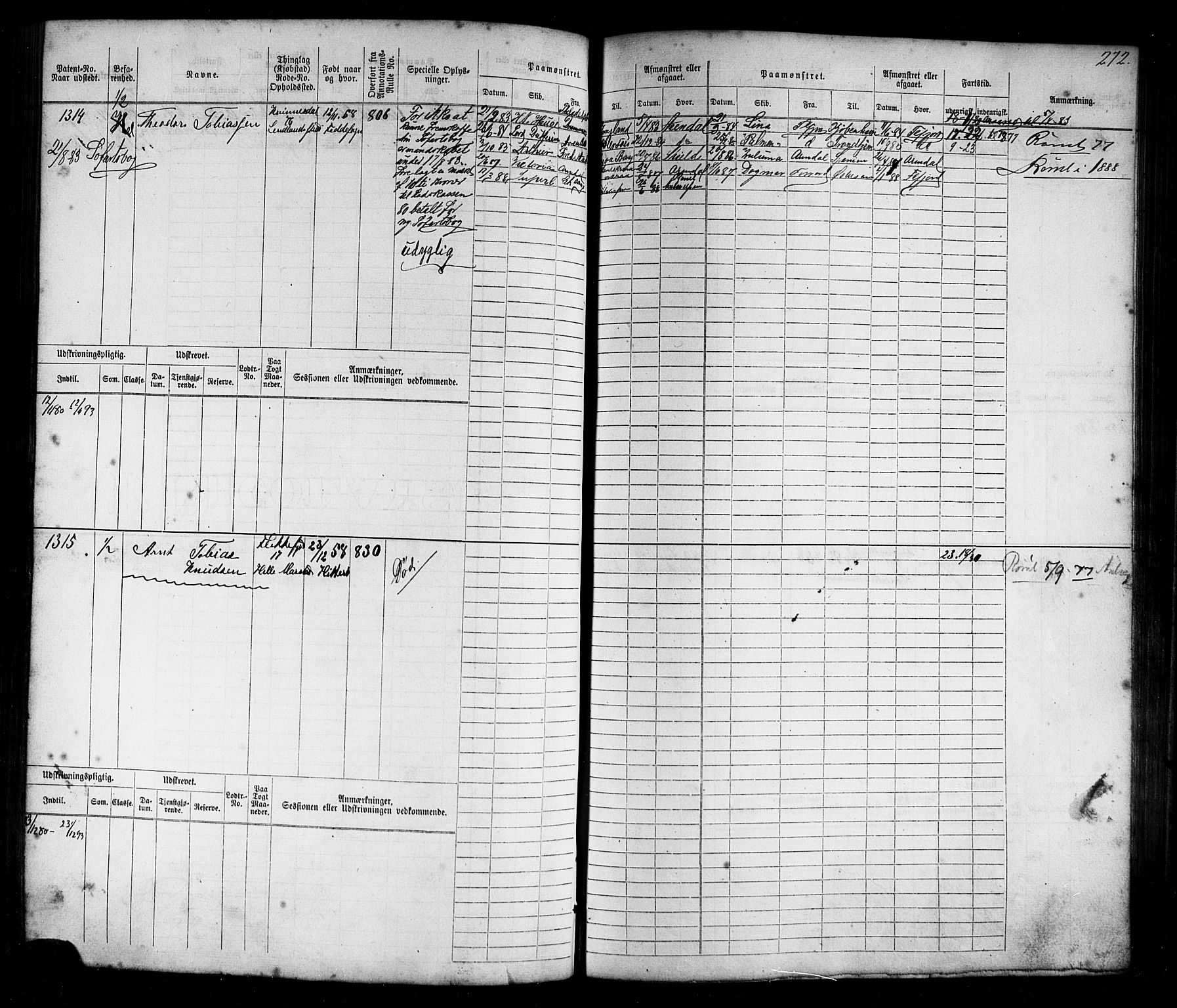 Flekkefjord mønstringskrets, AV/SAK-2031-0018/F/Fb/L0009: Hovedrulle nr 771-1533, Æ-6, 1868-1900, p. 297