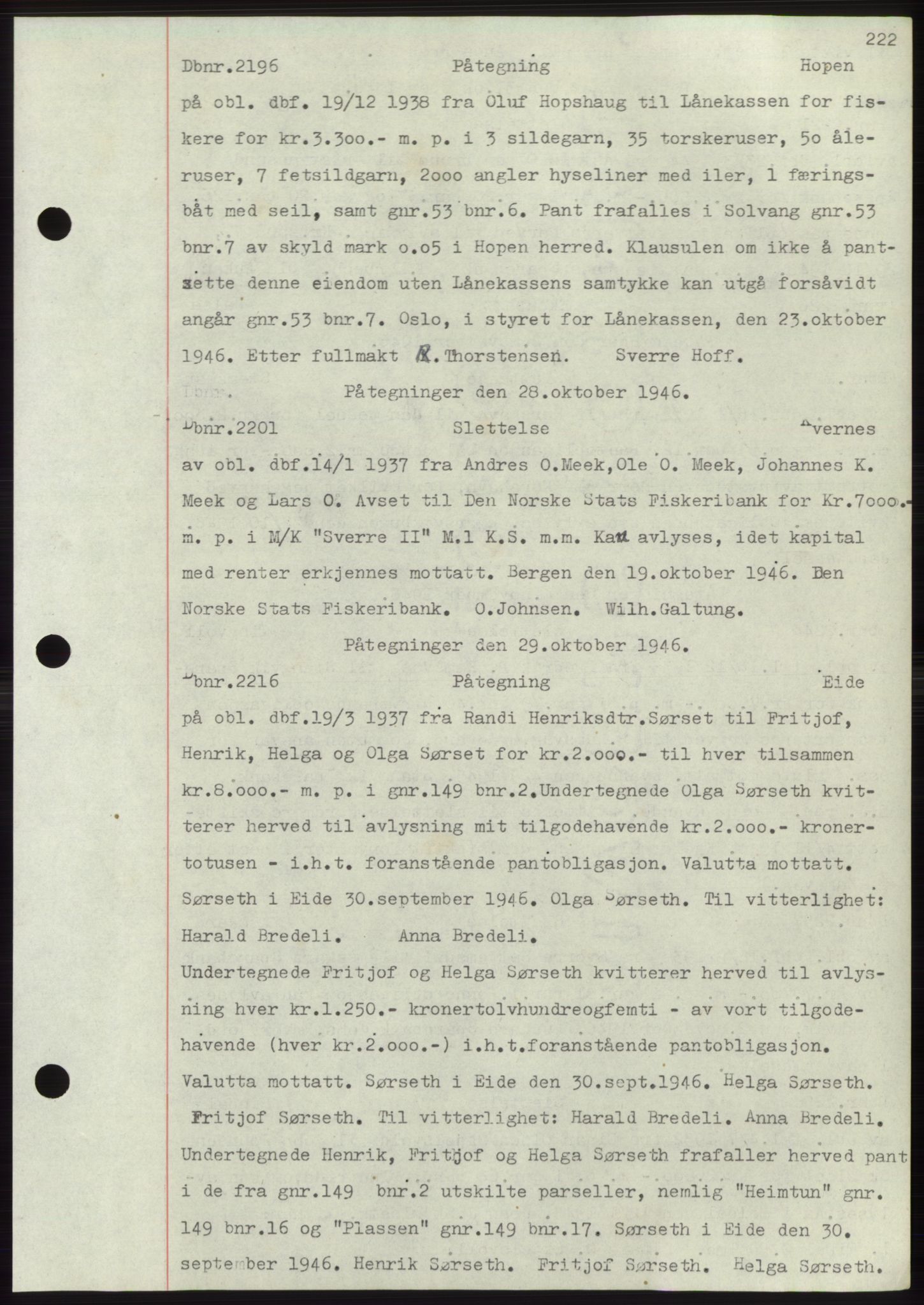 Nordmøre sorenskriveri, SAT/A-4132/1/2/2Ca: Mortgage book no. C82b, 1946-1951, Diary no: : 2196/1946