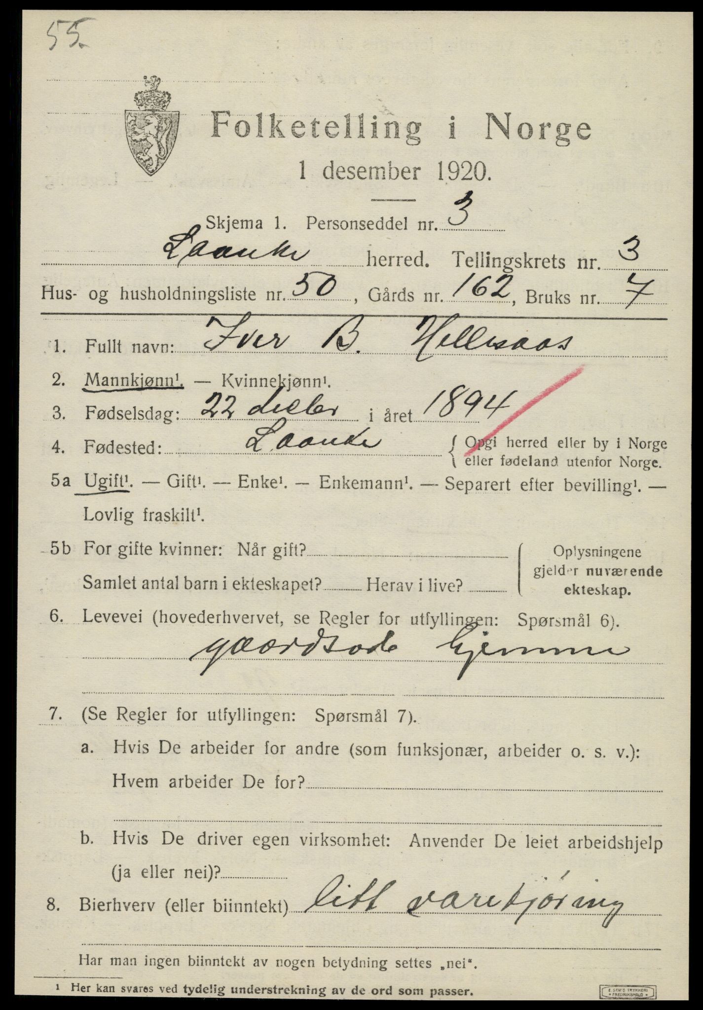 SAT, 1920 census for Lånke, 1920, p. 2294