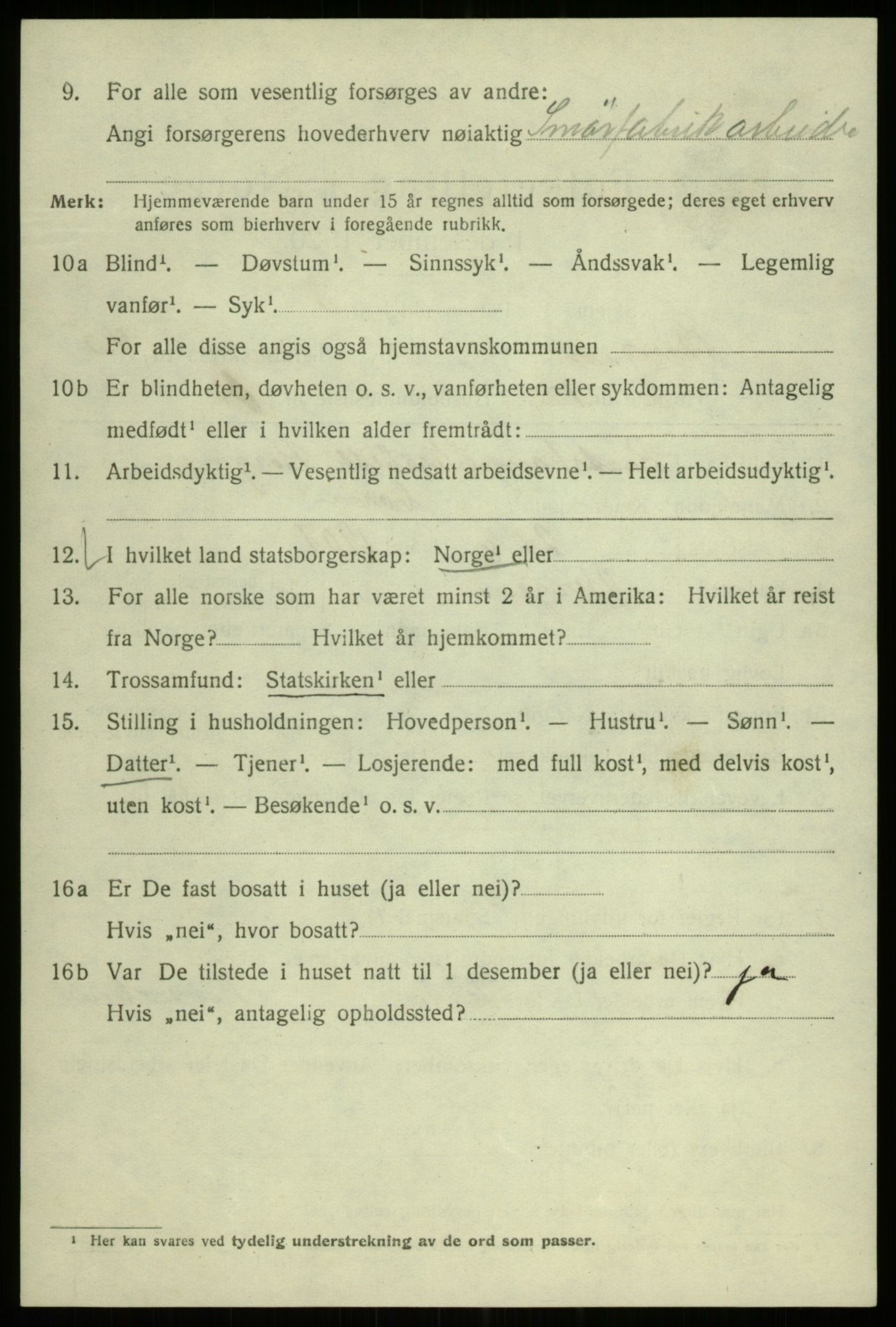 SAB, 1920 census for Bergen, 1920, p. 114181