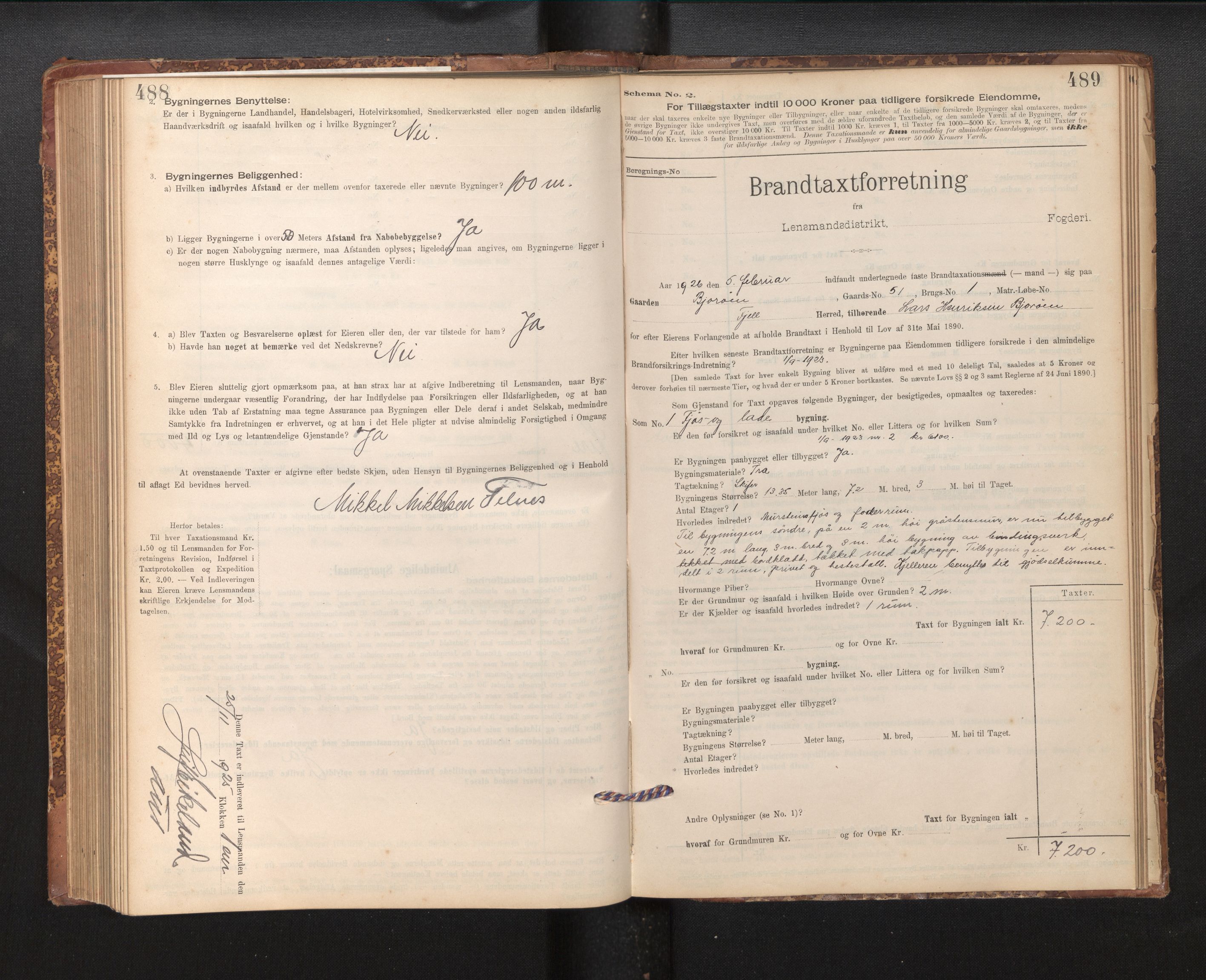 Lensmannen i Fjell, SAB/A-32301/0012/L0005: Branntakstprotokoll, skjematakst, 1895-1931, p. 488-489