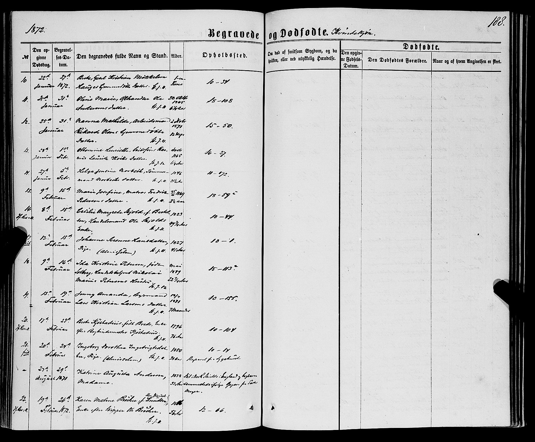 Domkirken sokneprestembete, AV/SAB-A-74801/H/Haa/L0042: Parish register (official) no. E 3, 1863-1876, p. 188