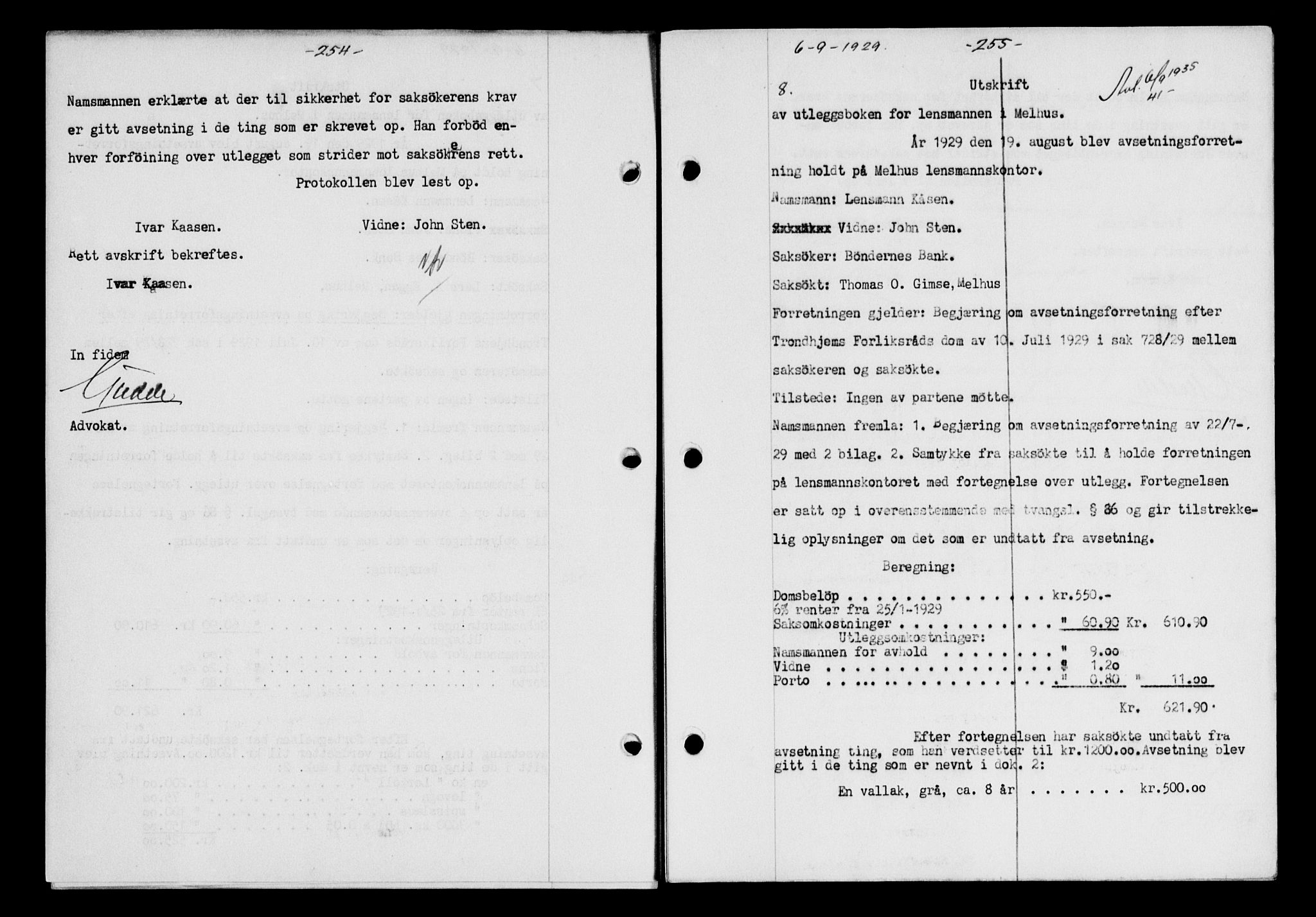 Gauldal sorenskriveri, AV/SAT-A-0014/1/2/2C/L0038: Mortgage book no. 39, 1929-1930, Deed date: 06.09.1929