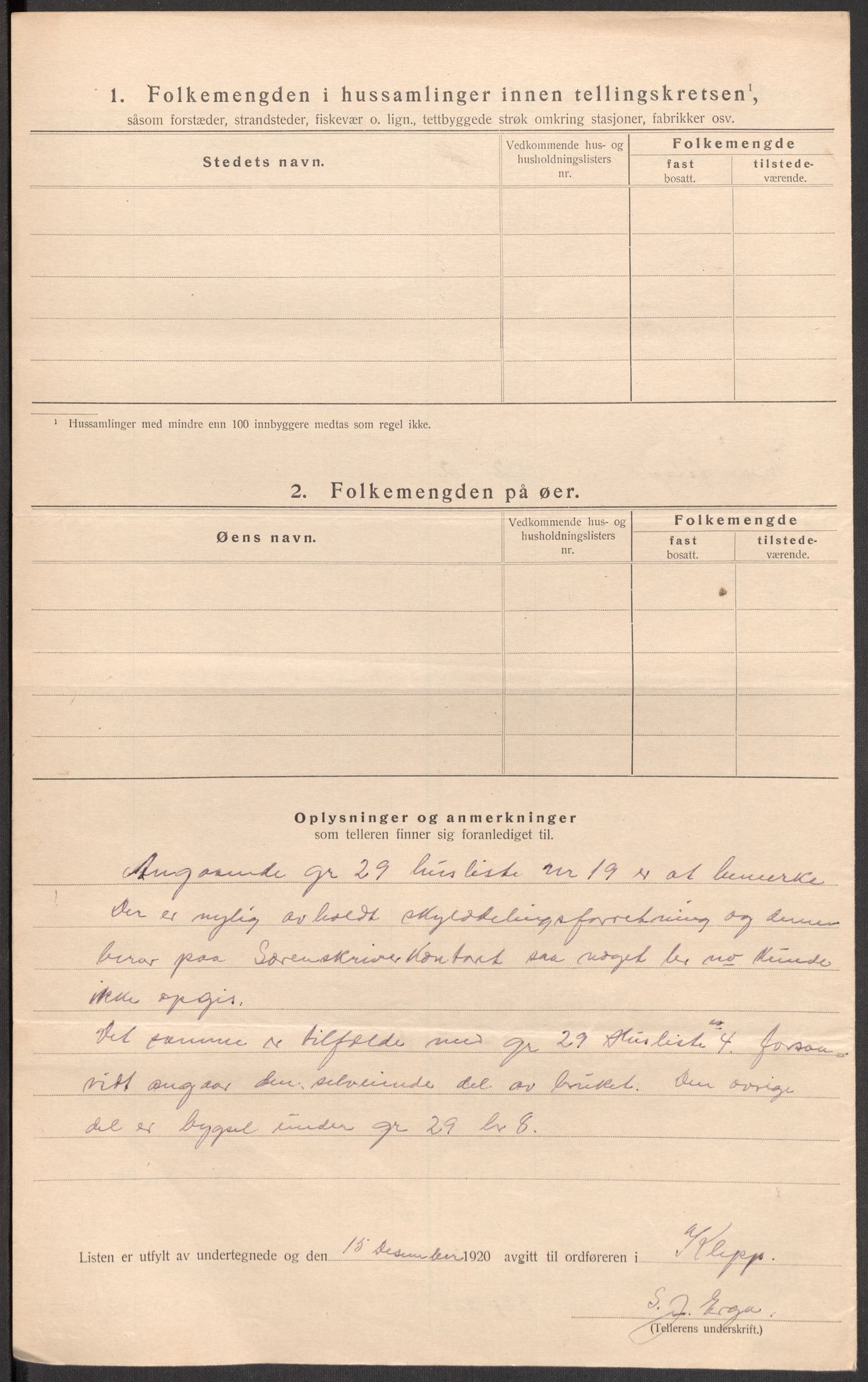 SAST, 1920 census for Klepp, 1920, p. 21