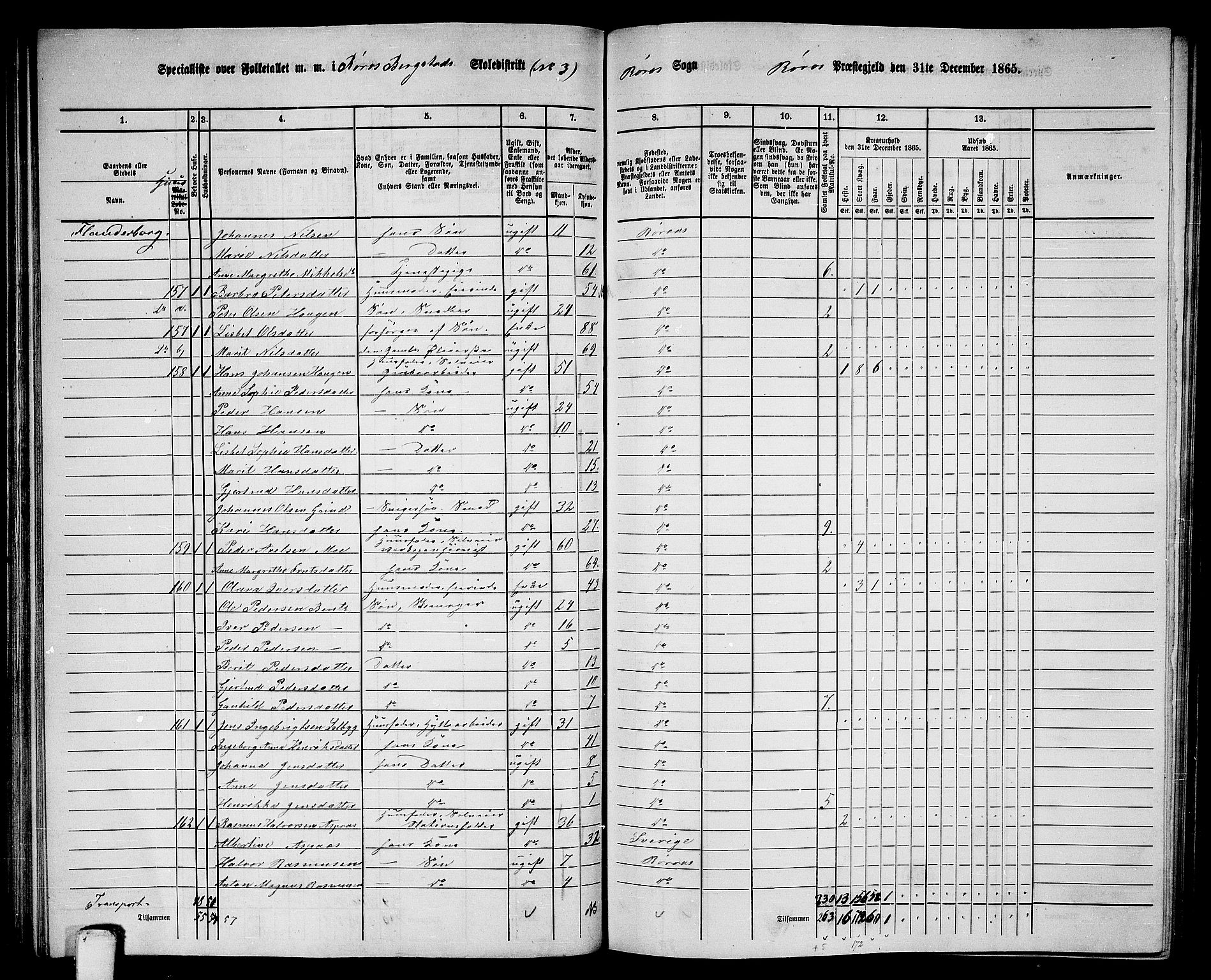 RA, 1865 census for Røros, 1865, p. 61