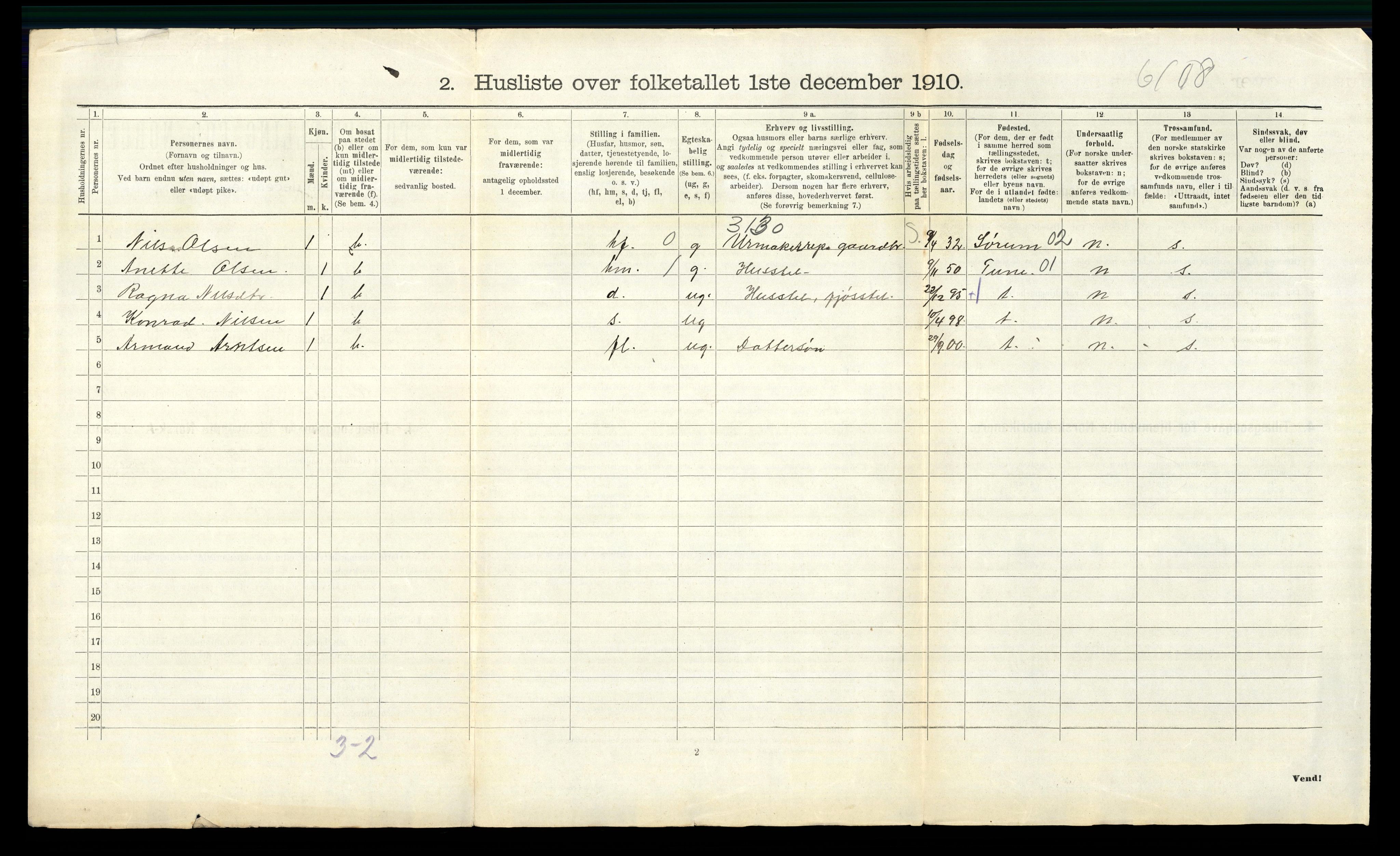 RA, 1910 census for Råde, 1910, p. 883
