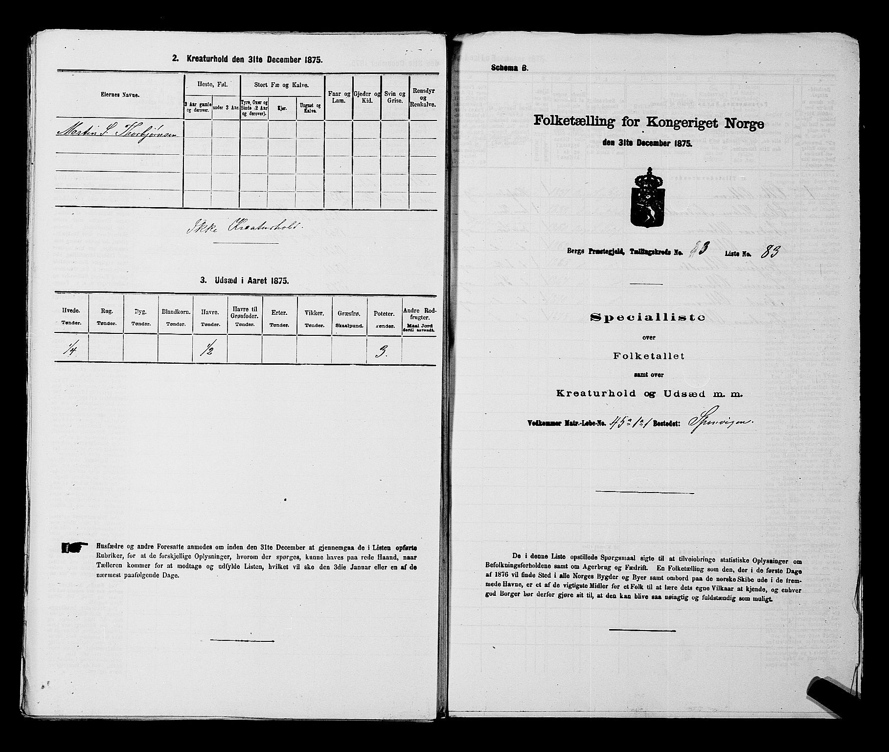 RA, 1875 census for 0116P Berg, 1875, p. 452