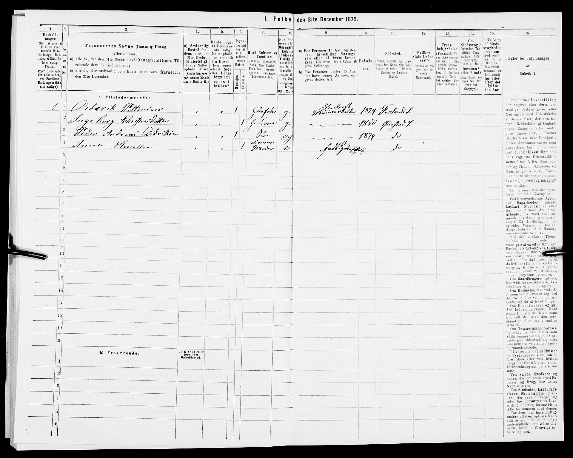 SAK, 1875 census for 0920P Øyestad, 1875, p. 312