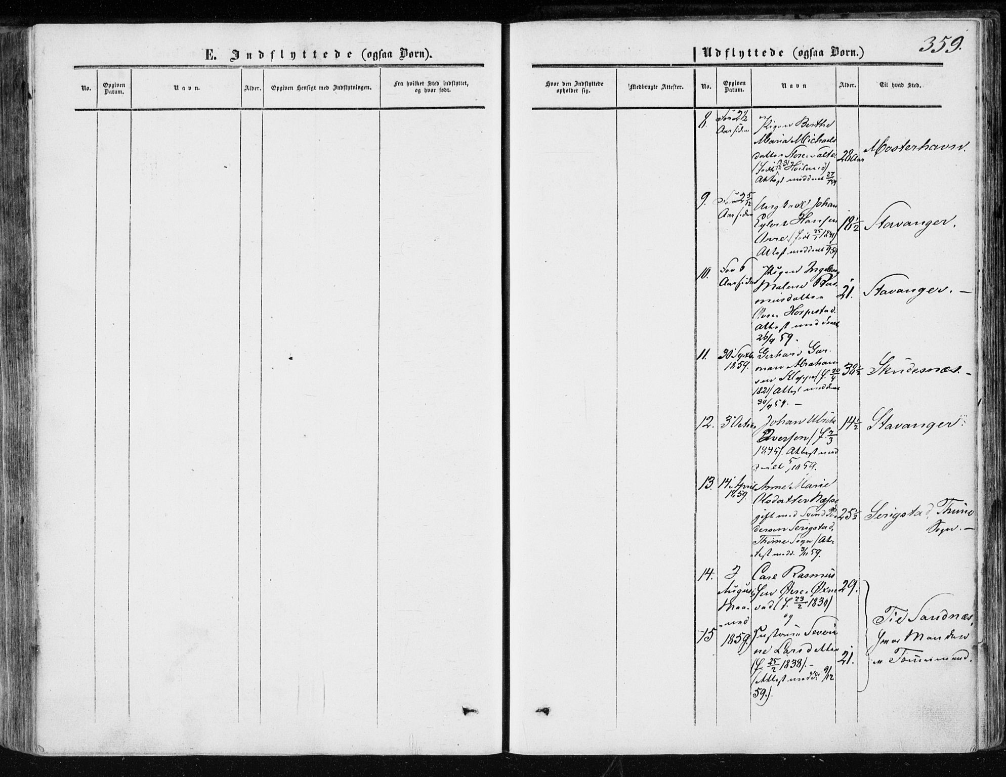 Klepp sokneprestkontor, AV/SAST-A-101803/001/3/30BA/L0005: Parish register (official) no. A 5, 1853-1870, p. 359