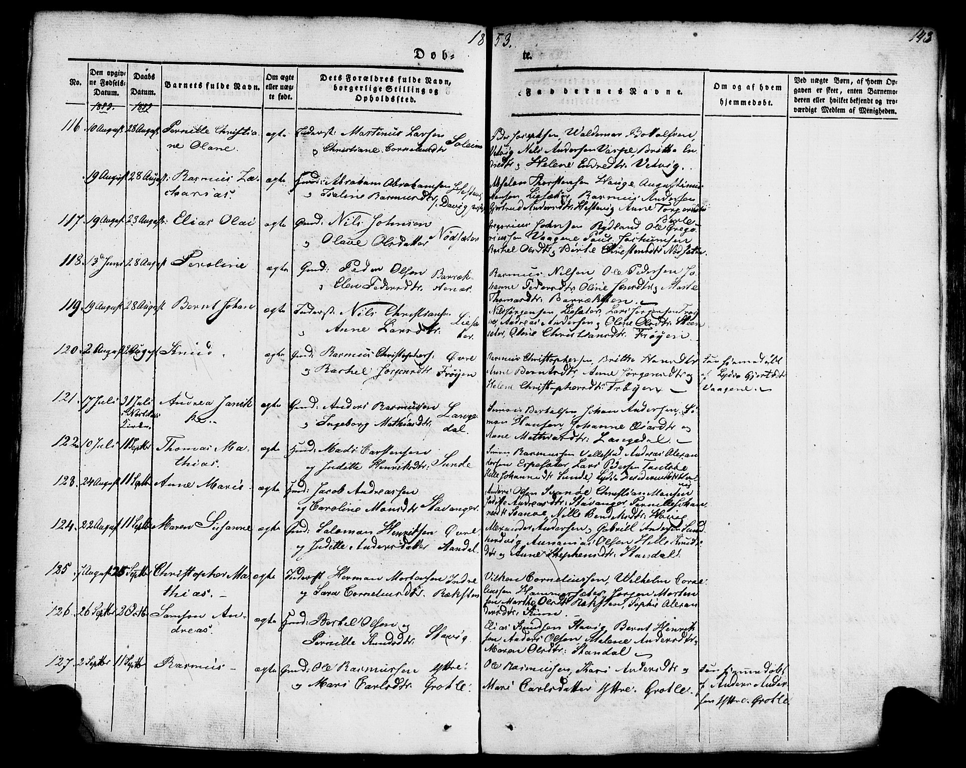 Kinn sokneprestembete, SAB/A-80801/H/Haa/Haaa/L0005: Parish register (official) no. A 5, 1841-1857, p. 143