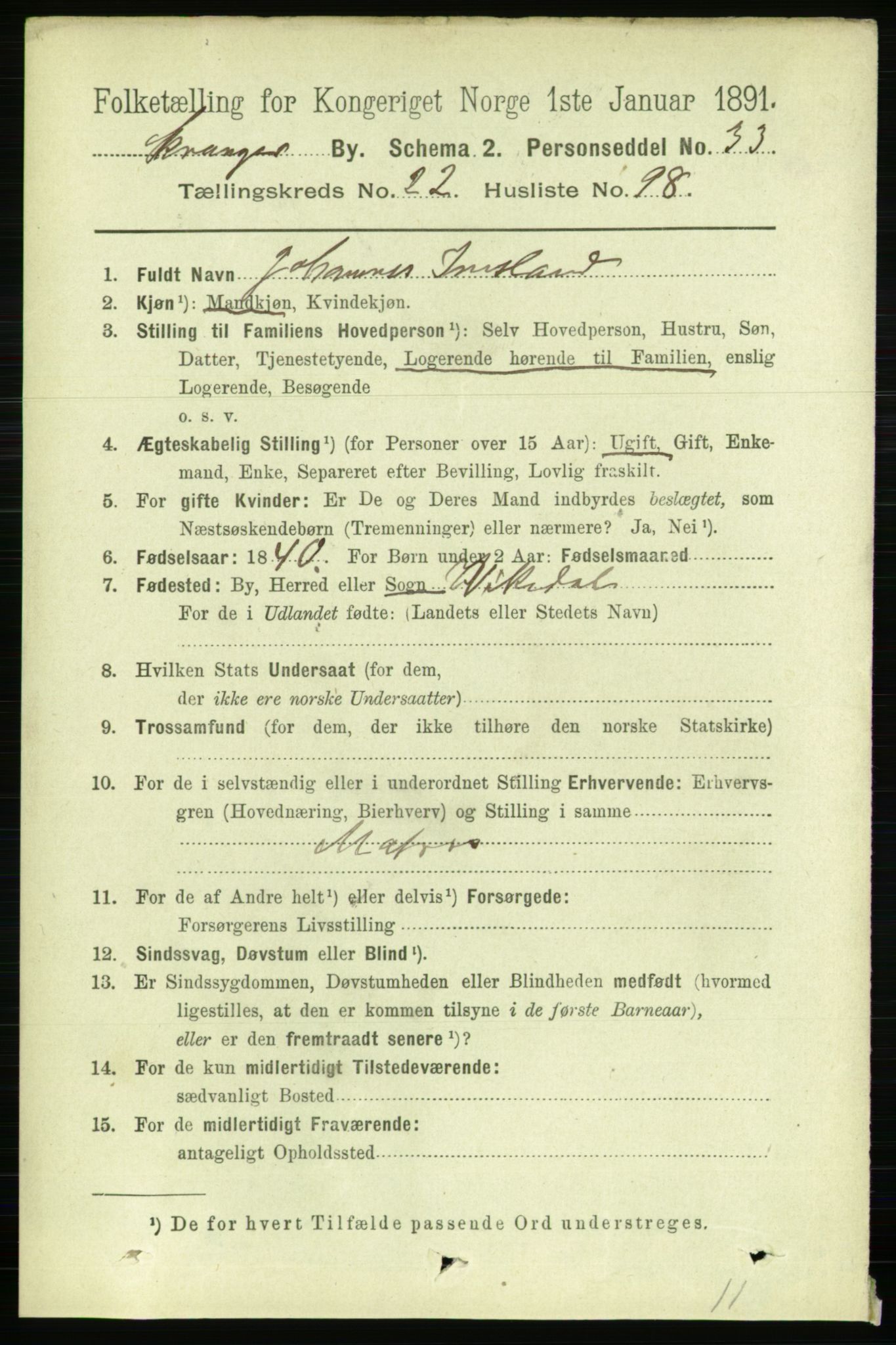 RA, 1891 census for 1103 Stavanger, 1891, p. 25249