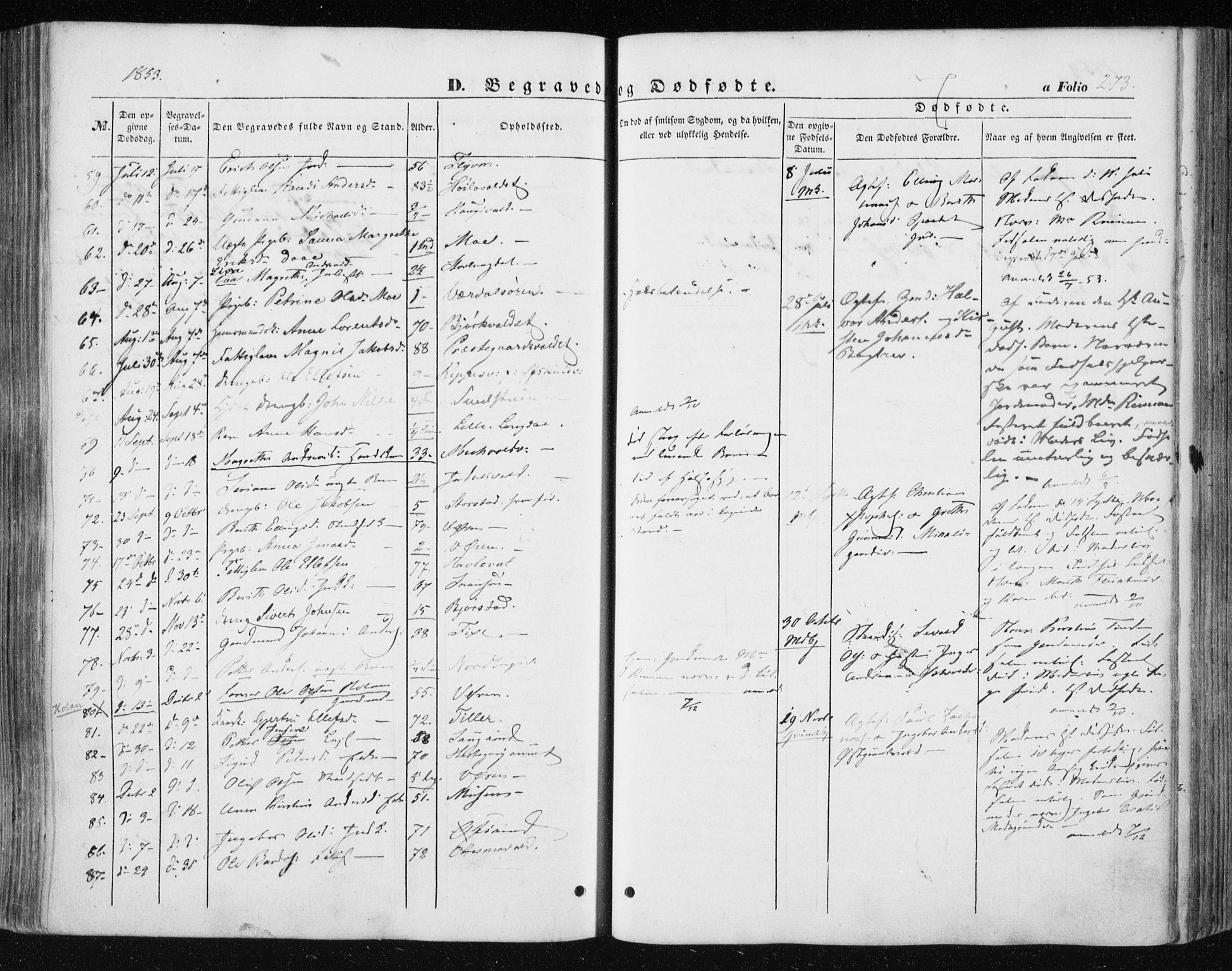 Ministerialprotokoller, klokkerbøker og fødselsregistre - Nord-Trøndelag, SAT/A-1458/723/L0240: Parish register (official) no. 723A09, 1852-1860, p. 273