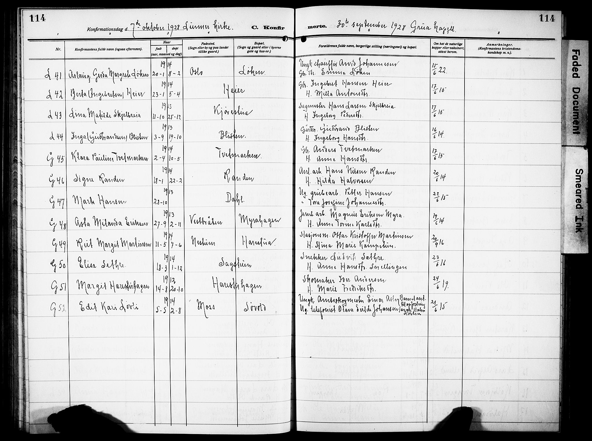 Lunner prestekontor, SAH/PREST-118/H/Ha/Hab/L0002: Parish register (copy) no. 2, 1923-1933, p. 114