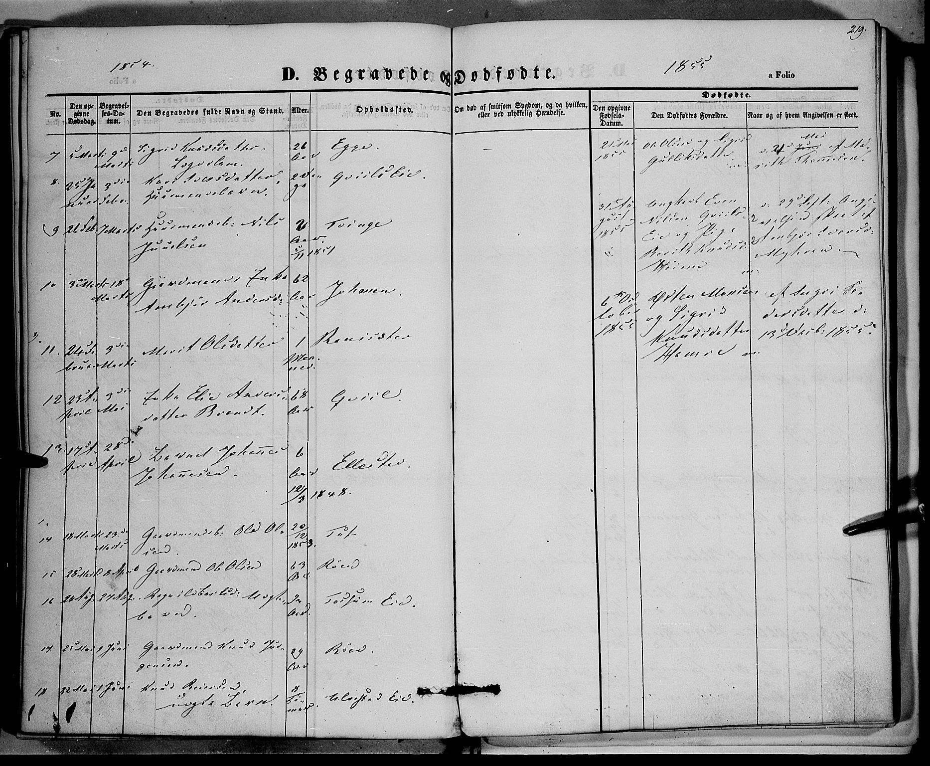 Vestre Slidre prestekontor, AV/SAH-PREST-136/H/Ha/Haa/L0001: Parish register (official) no. 1, 1844-1855, p. 219