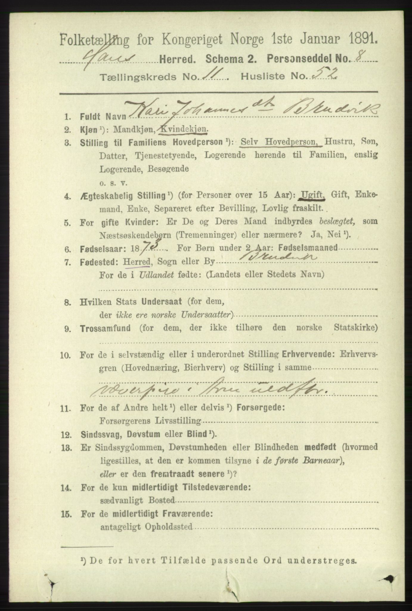 RA, 1891 census for 1250 Haus, 1891, p. 5184