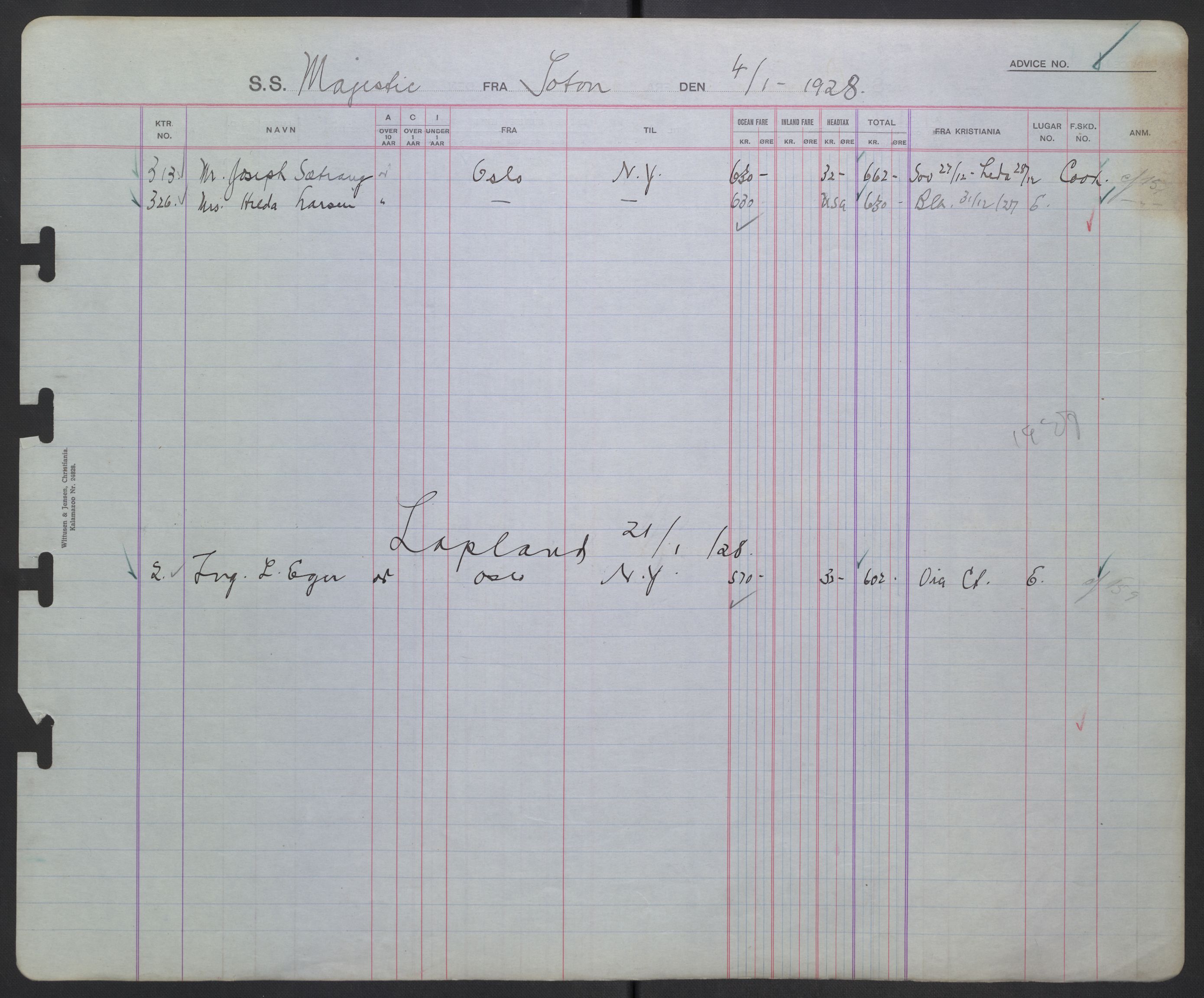 White Star-linjen, AV/SAO-PAO-0201/D/Db/L0004: Passasjerlister, 1928-1938, p. 4