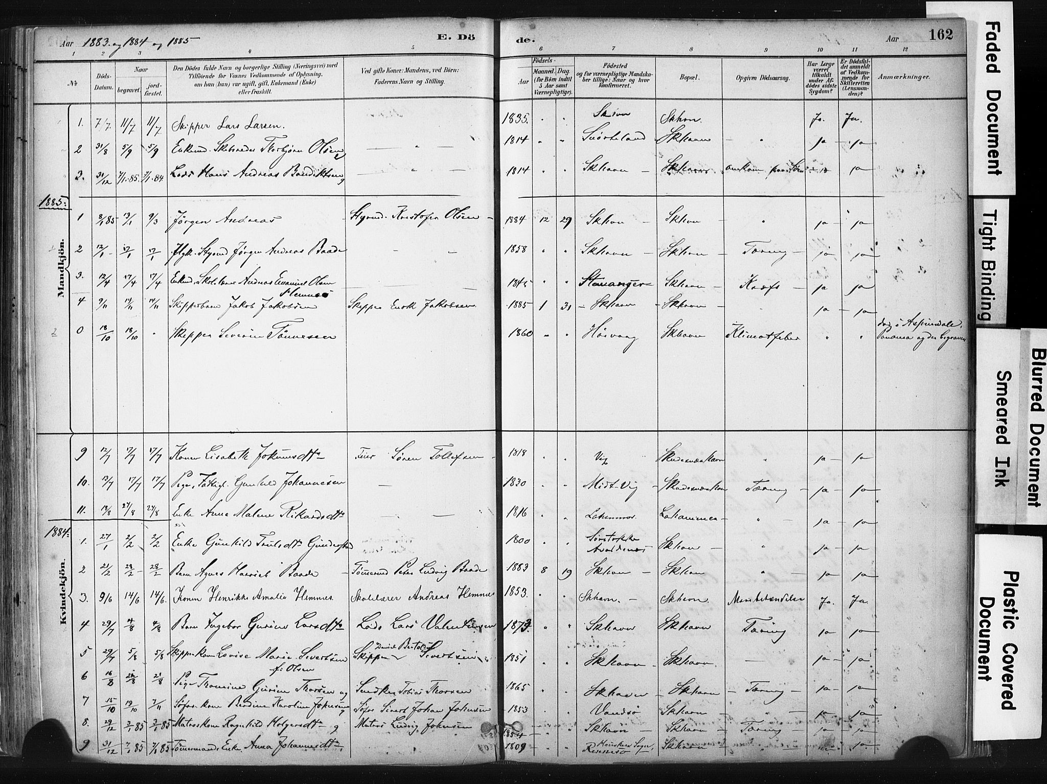 Skudenes sokneprestkontor, AV/SAST-A -101849/H/Ha/Haa/L0008: Parish register (official) no. A 5, 1882-1912, p. 162